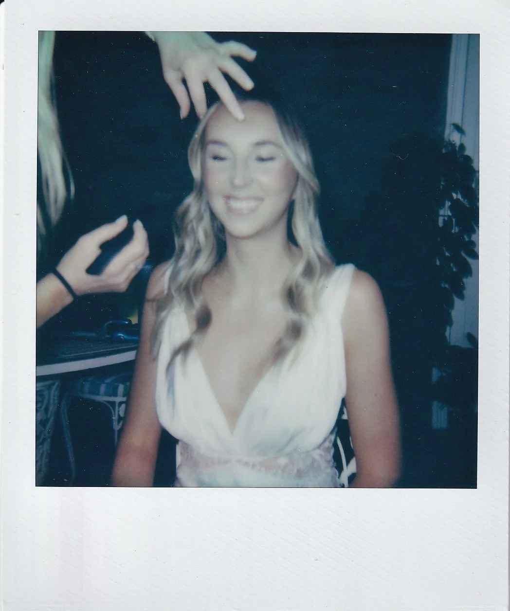 Polaroid bridal portrait from the wedding morning at Goodstone Inn.