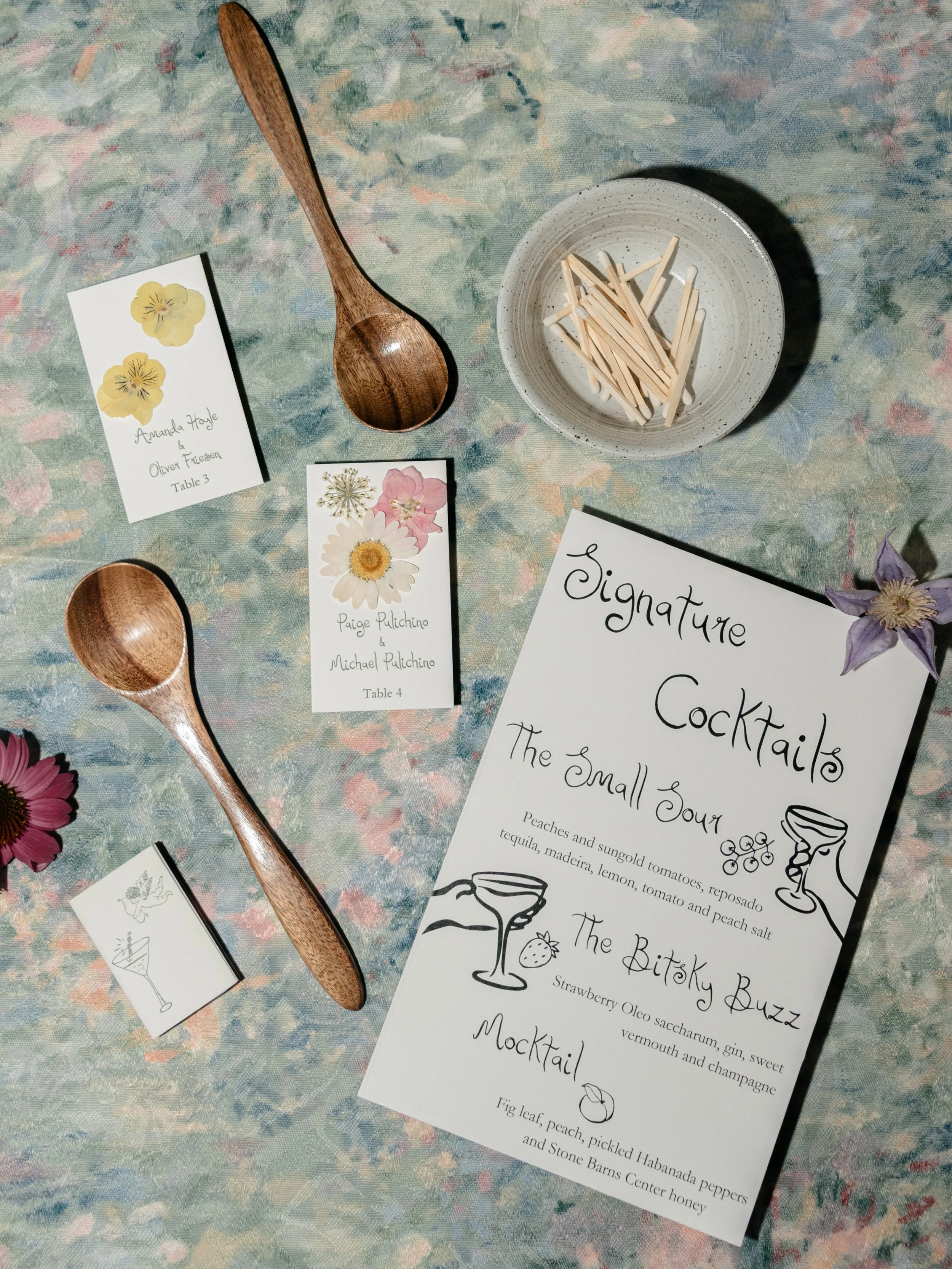 Handcrafted wedding stationery and floral details inspired by the natural landscape of Blue Hill at Stone Barns.