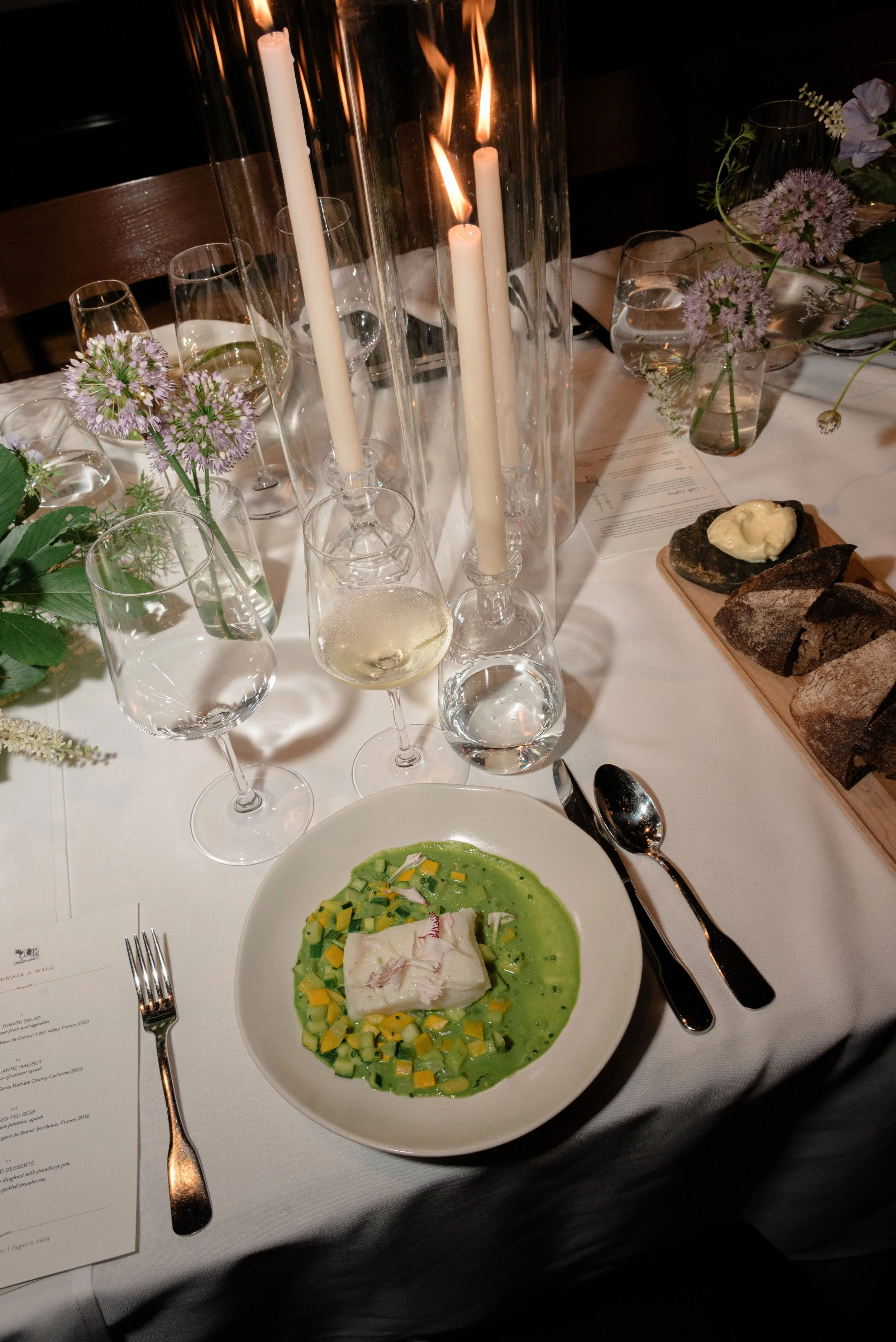 Seasonal and colorful plated course served at Jennie and Will’s Blue Hill at Stone Barns wedding dinner.