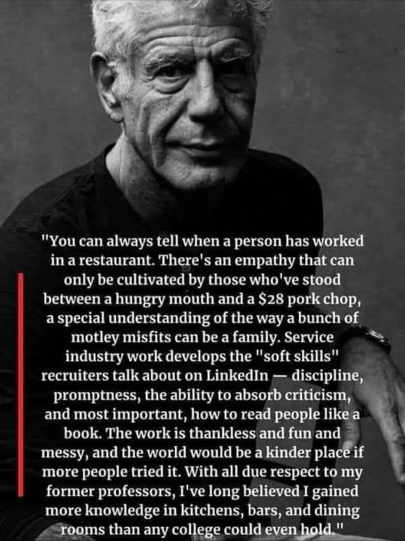 Facts. We love our family of misfits!! ❤️
This guy said it best — there’s a certain kind of heart you only find in restaurant people. The ones who show up early, stay late, and give their all to serve others.
That’s our Chef&rsquo