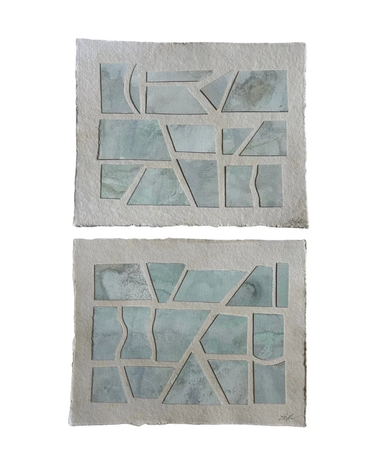 Balance Restored I &amp; II
collages on coffee-stained paper
available on website