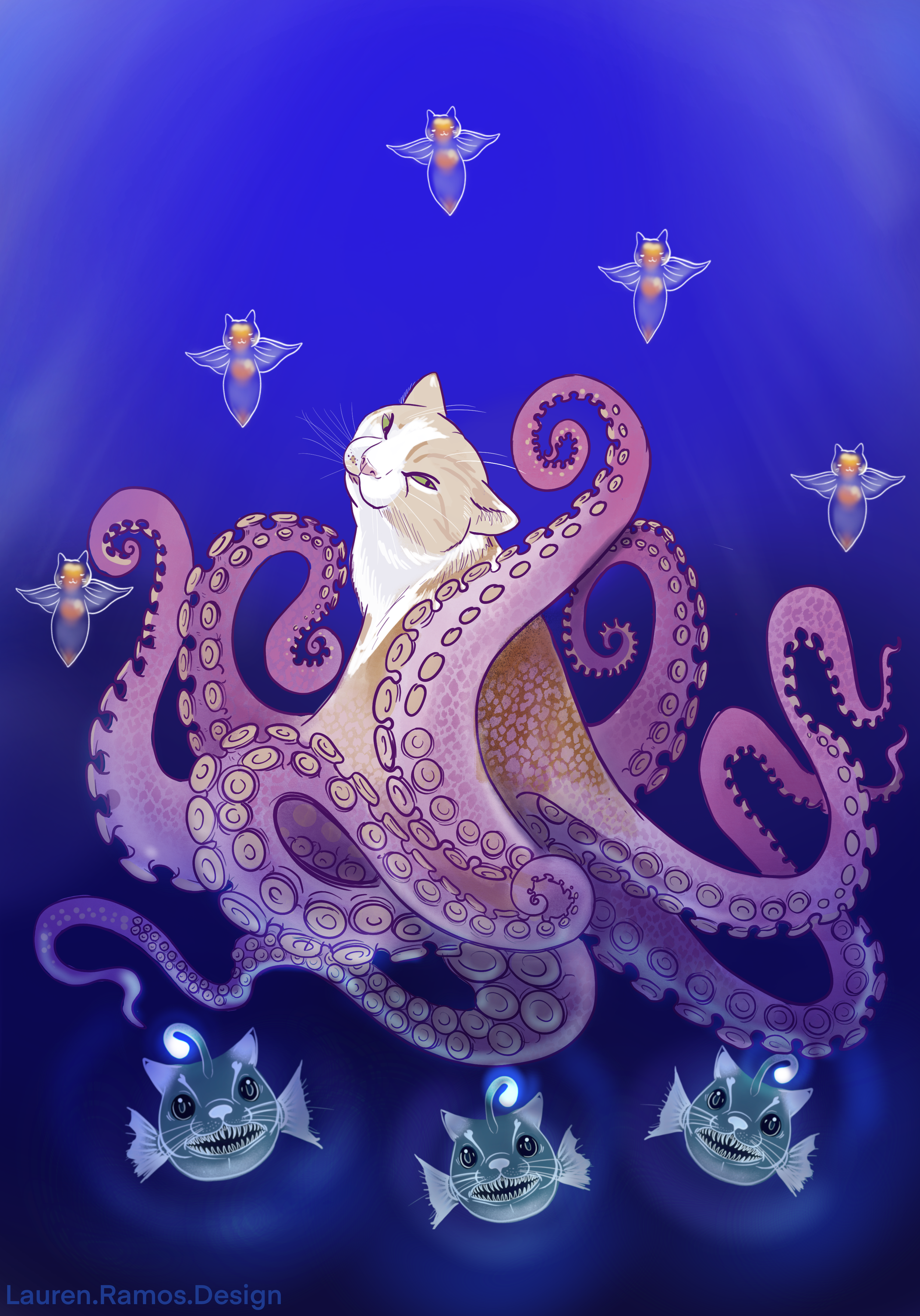 Orange Cat Monster Digital Artwork