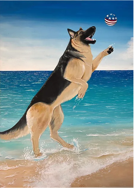 German shepherd dog 36 x 48 acrylic