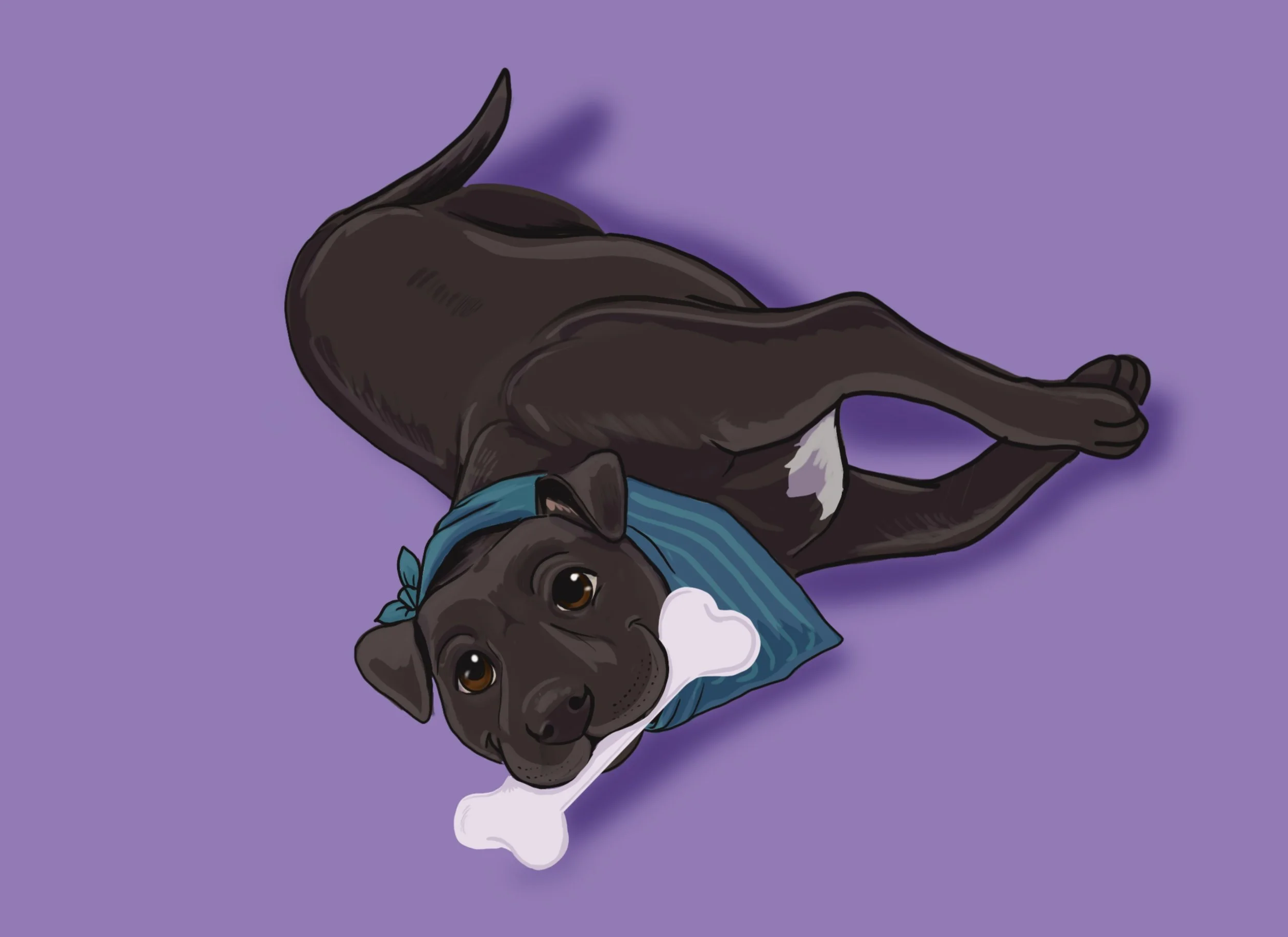 Black pitbull dog Digital Artwork