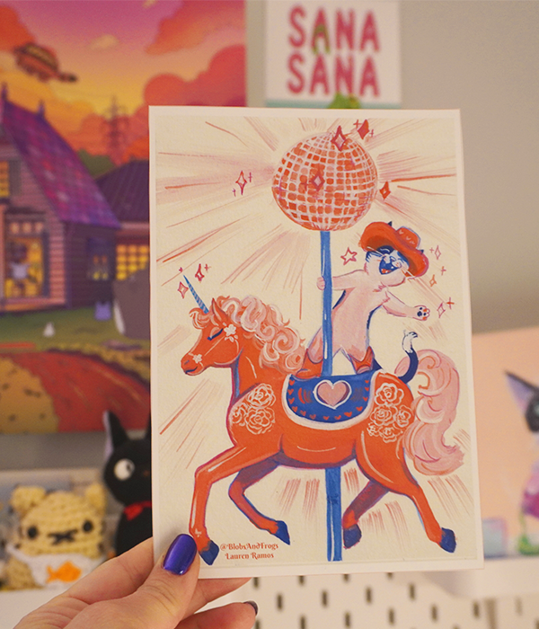 Pink Pony Cat Art Print