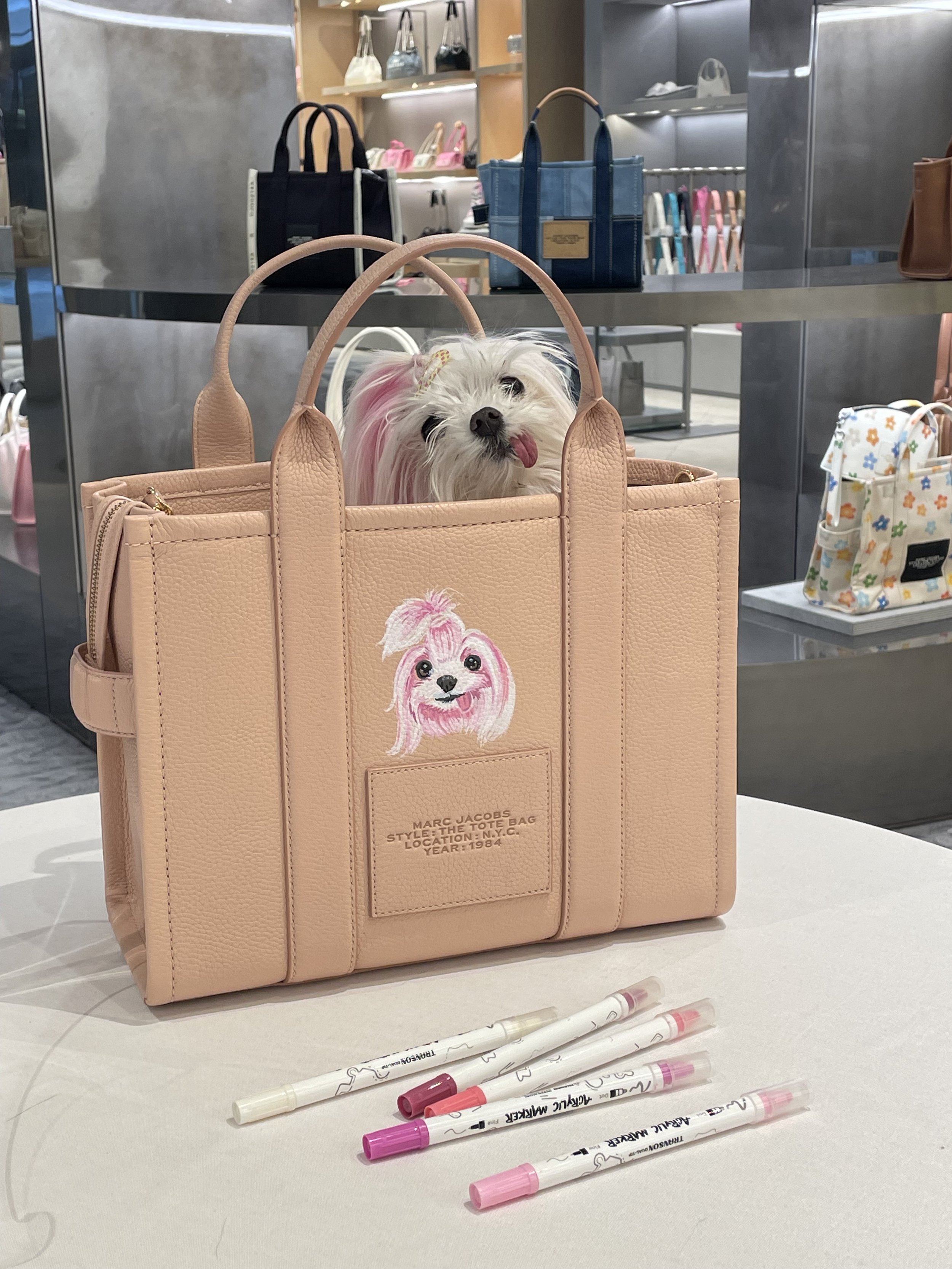 Maltese dog Marc Jacobs tote bag