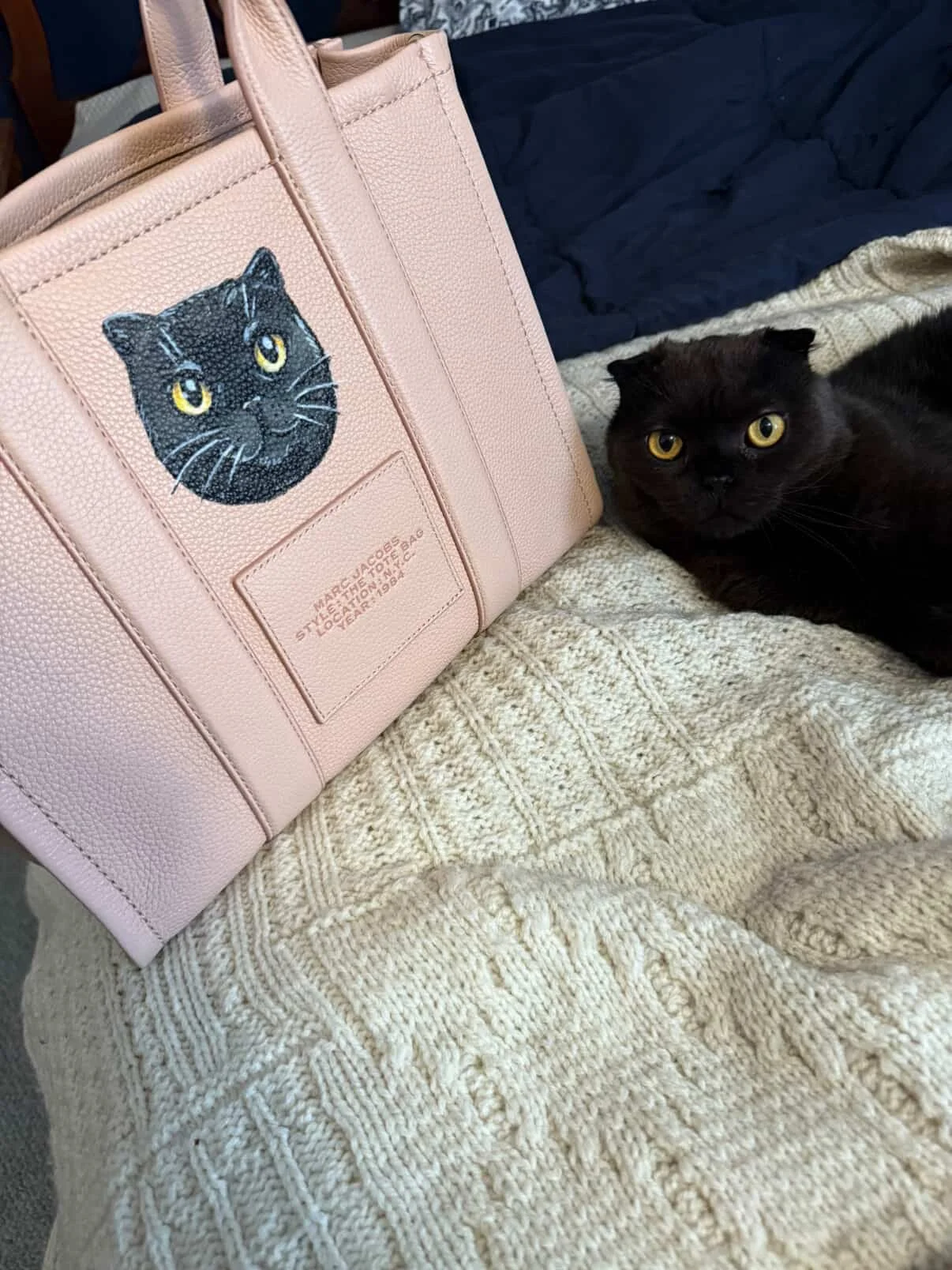 Scottish fold cat Marc Jacobs tote bag