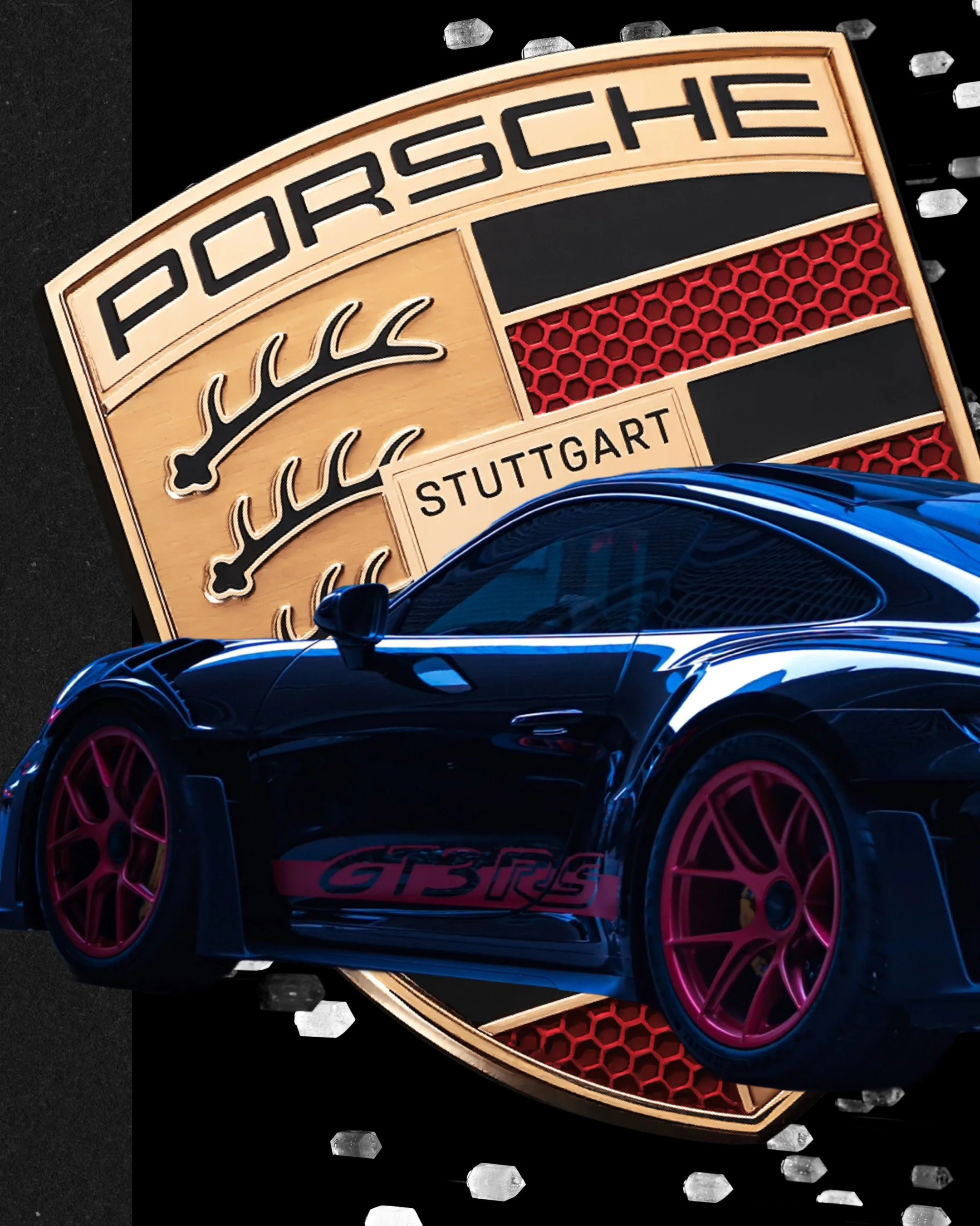 Porsche GT3 RS, black with red rims