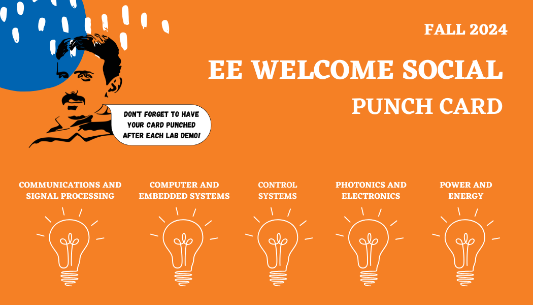 orange engineering punch card for a social event - front side