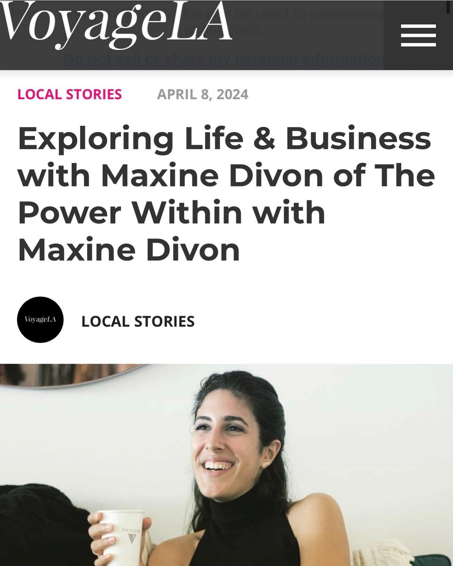 Excited to share an intimate profile about my life and new business, featured in local media outlet VoyageLA 💖 sign up for my brand new monthly newsletter at www.MaxineDivon.com 🤩 link to article on bio 🫶🏽
