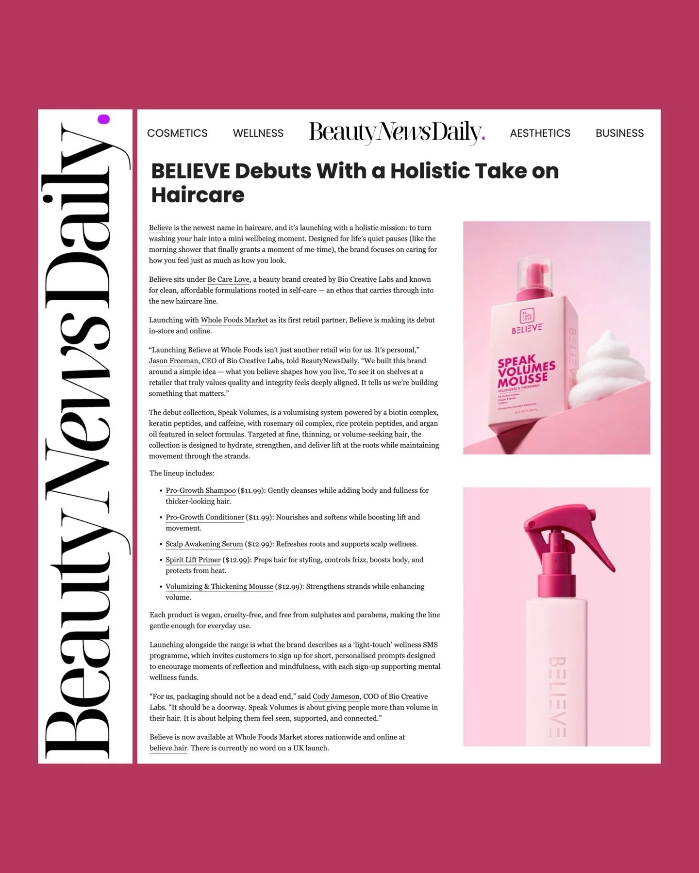 &ldquo;A holistic take on haircare&rdquo; - @beautynewsdly on the @believe.haircare launch 💞
