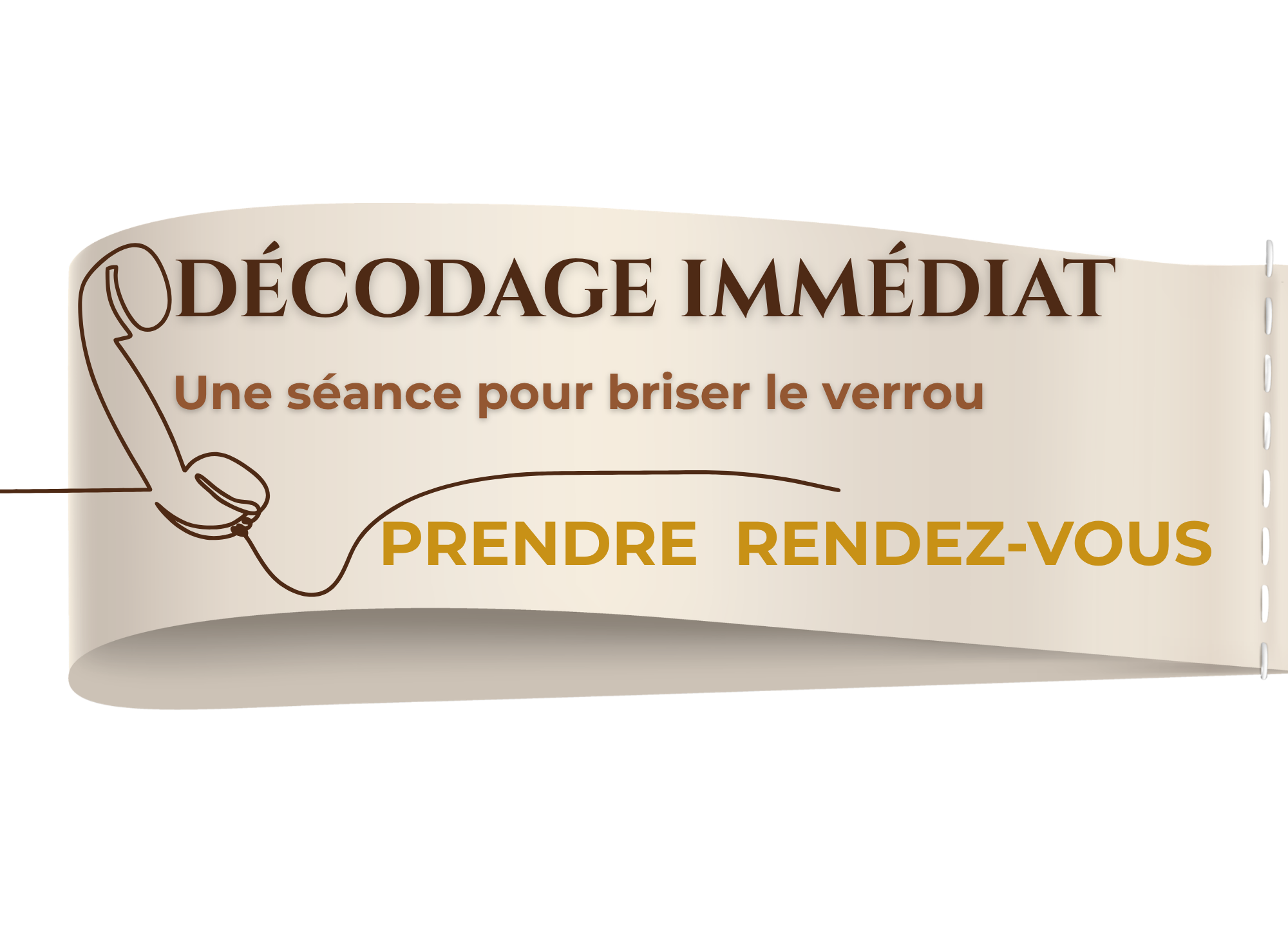 Image promotionnelle pour une séance de décryptage immédiat avec text en français, mentionnant la nécessité de prendre rendez-vous.