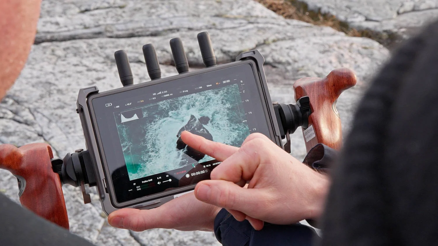 DJI High Bright Remote used in the field