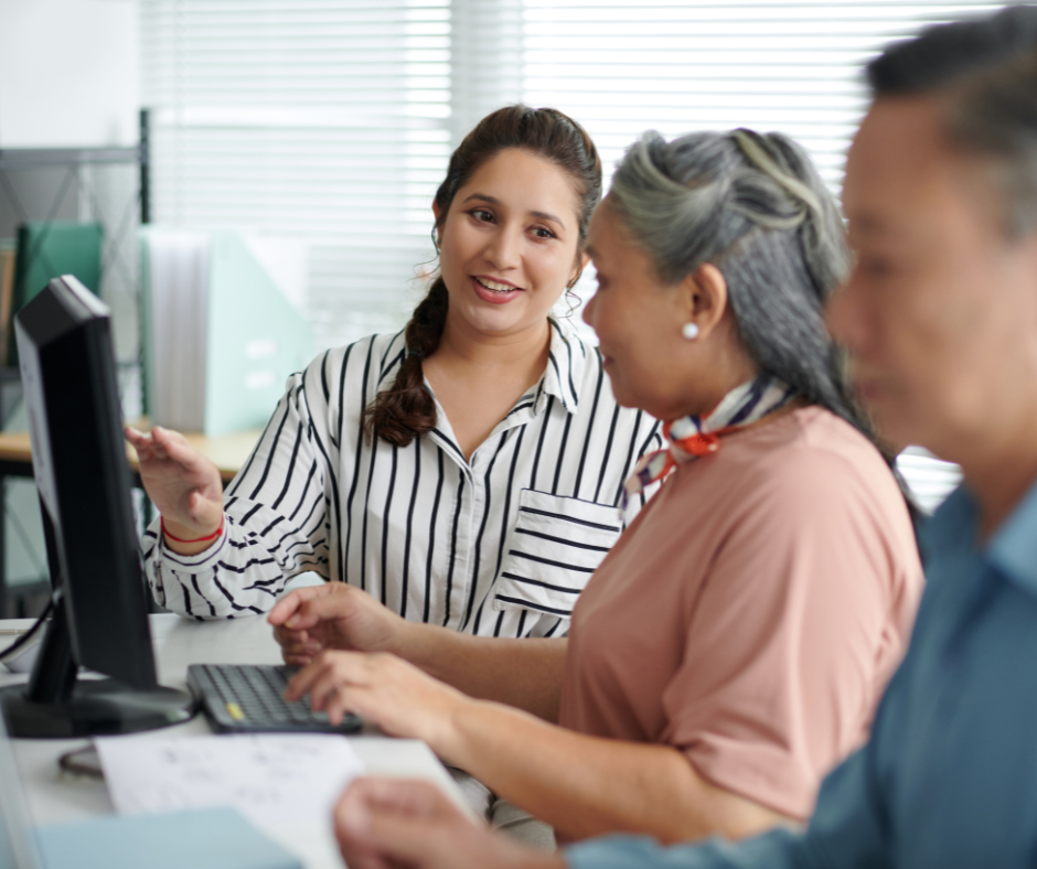 Adult learner at computer