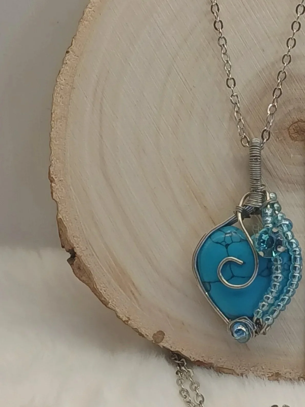 Wire Wrapped Heart Blue Howlite