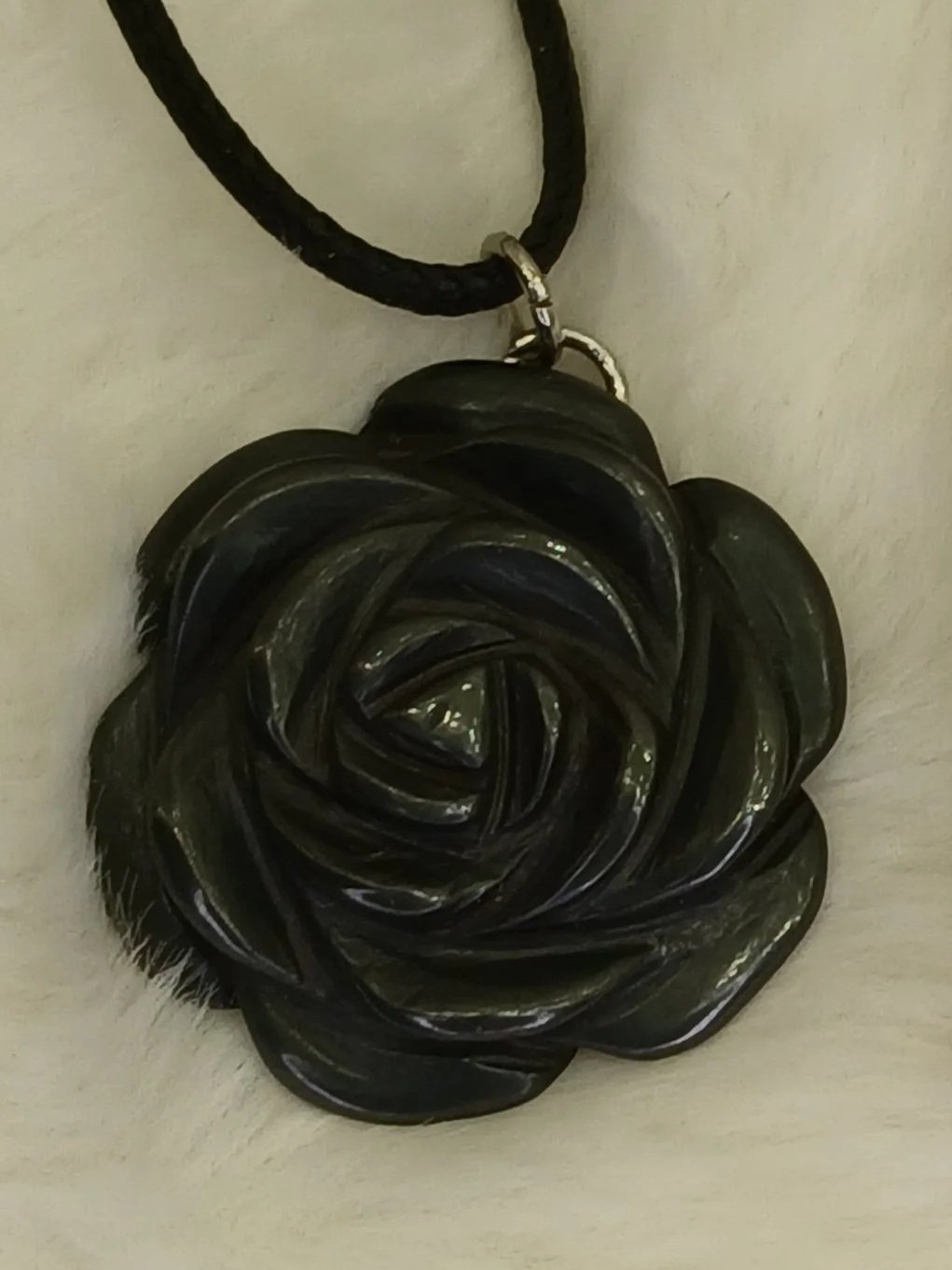 Crystal Rose Drop Pendant Necklace Hematite