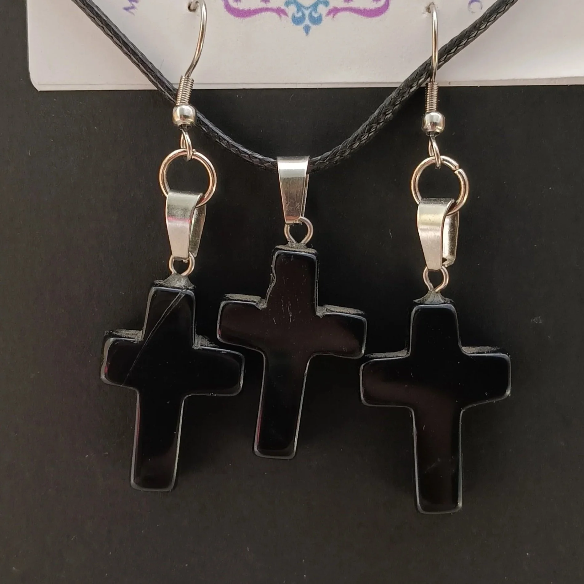 Crystal Cross Set Obsidian