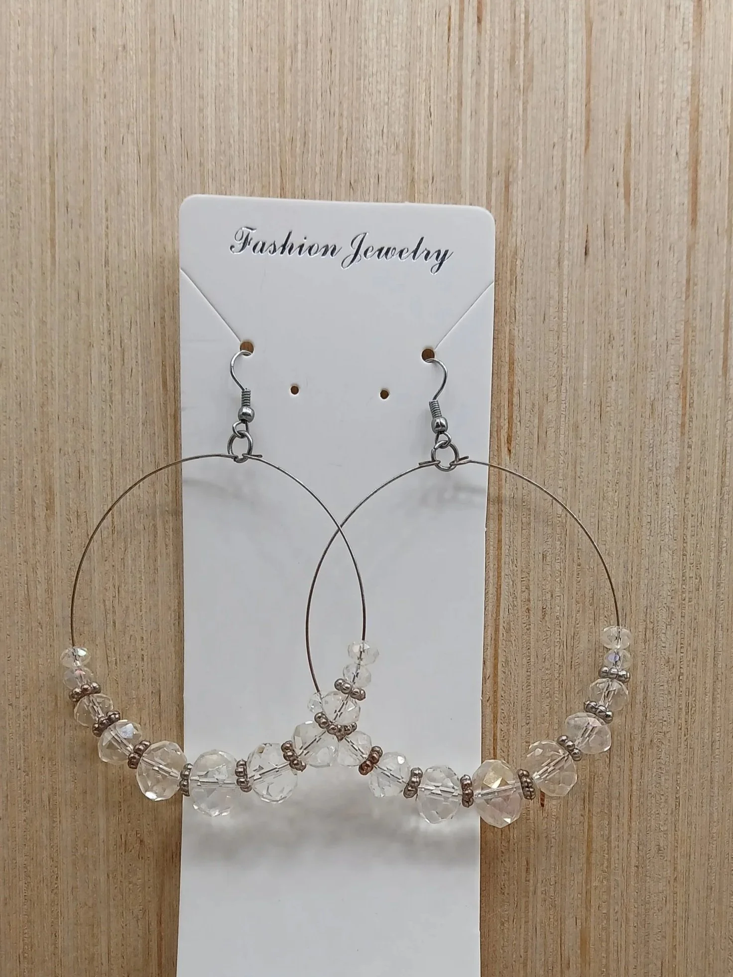 Large Crystal Hoops Silver/Clear