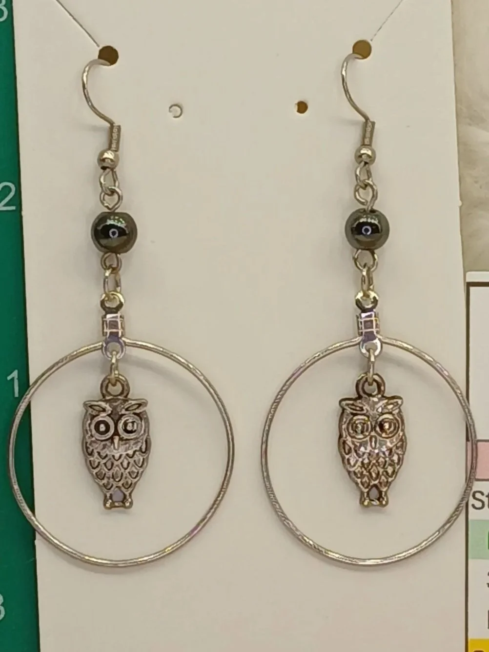Crystal Drop Owl and Hematite Earrings