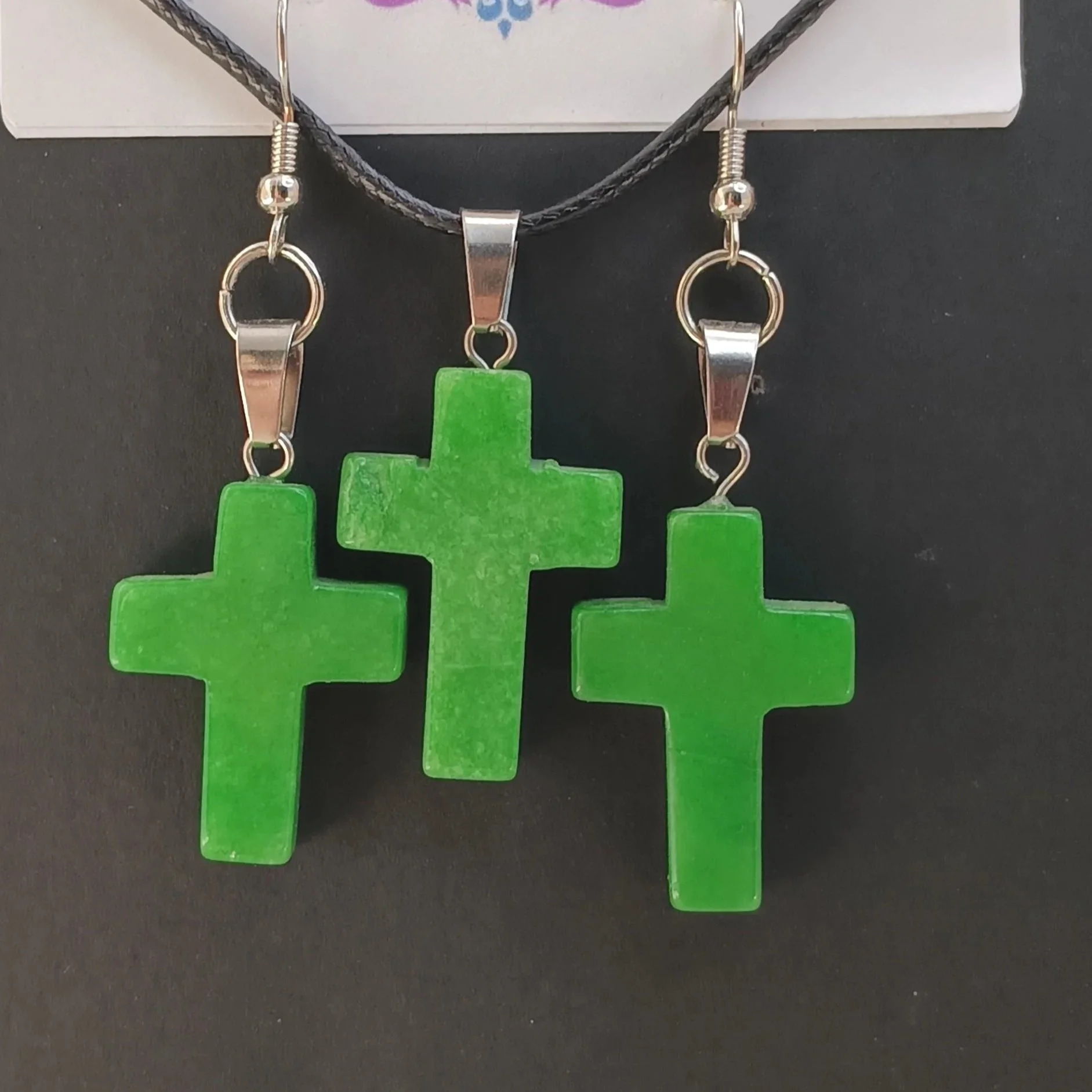 Crystal Cross Set Green Aventurine
