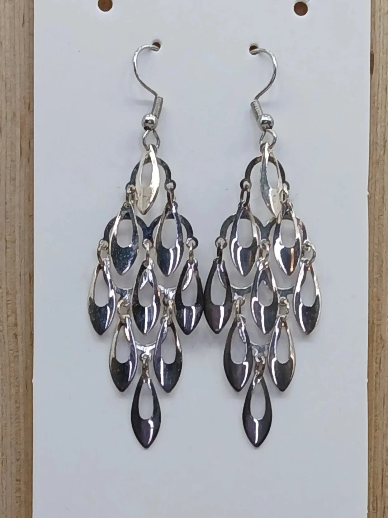 Silver Oval Chandelier Earrings
