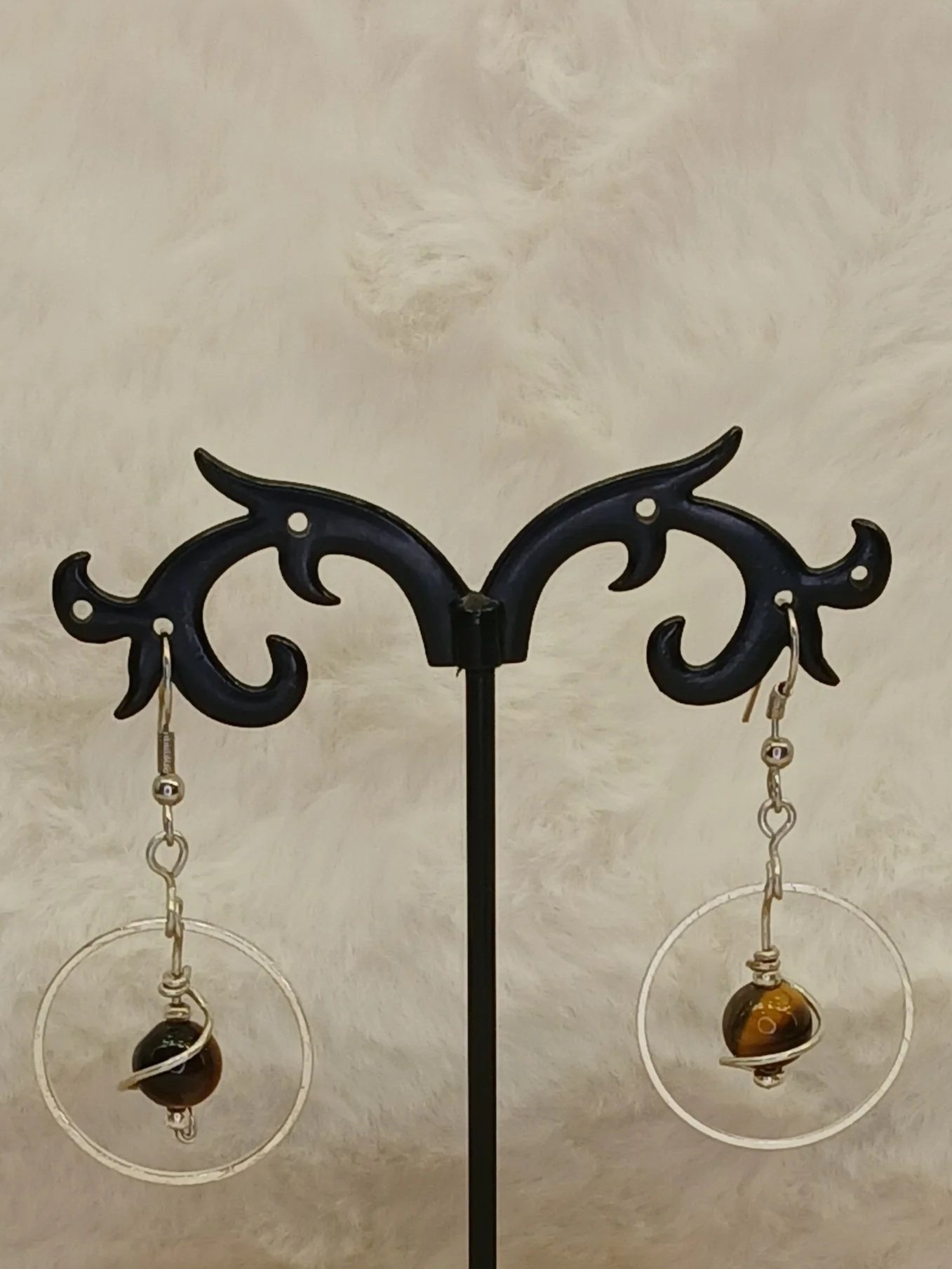 Crystal Tiger's Eye Wrapped Earrings