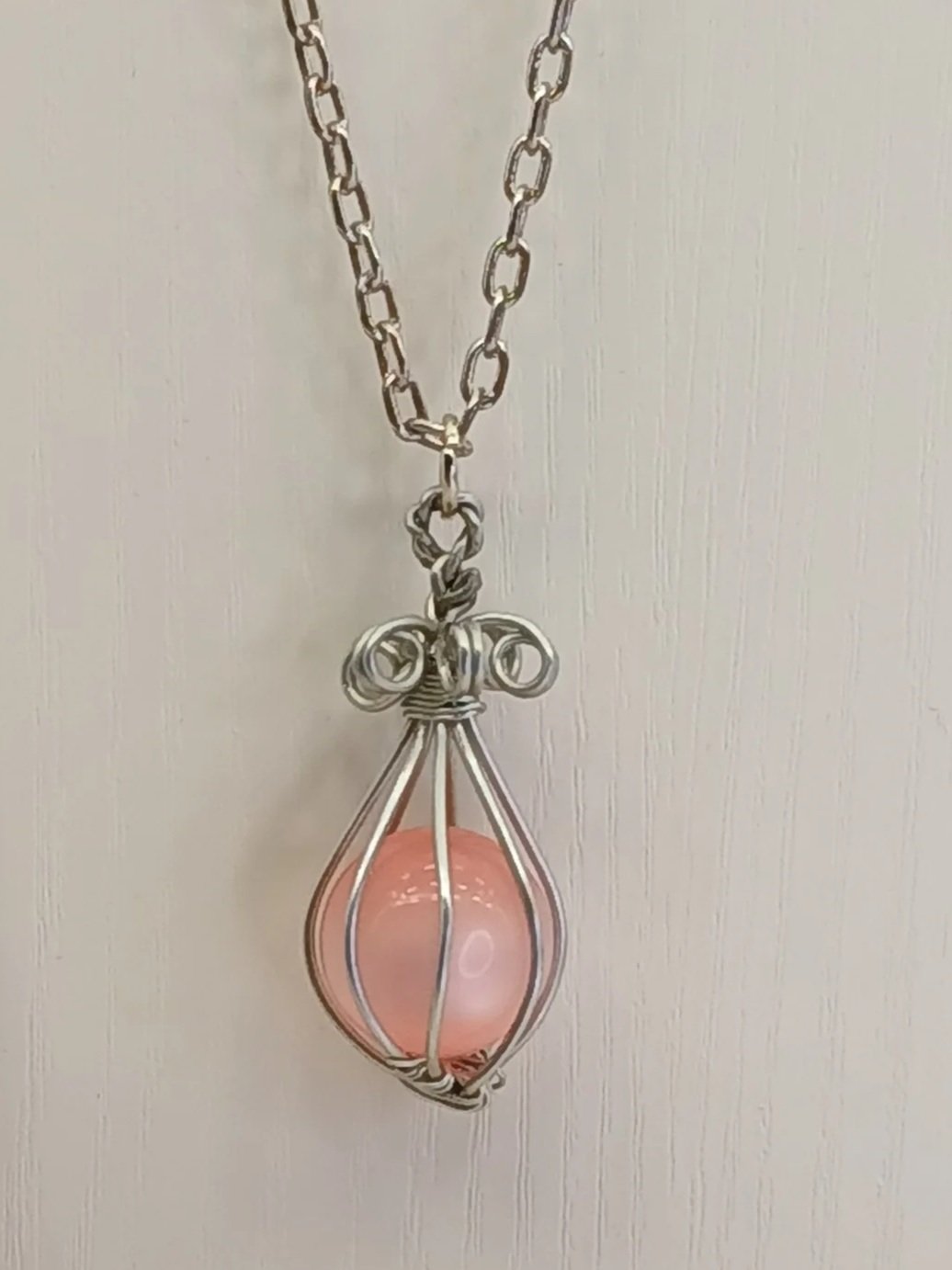 Wire Wrapped Iridescent Pearl