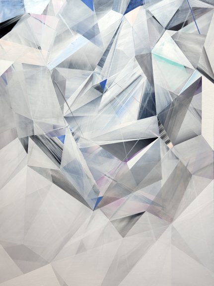 Close-up of numerous faceted, transparent gemstones or diamond-like objects.