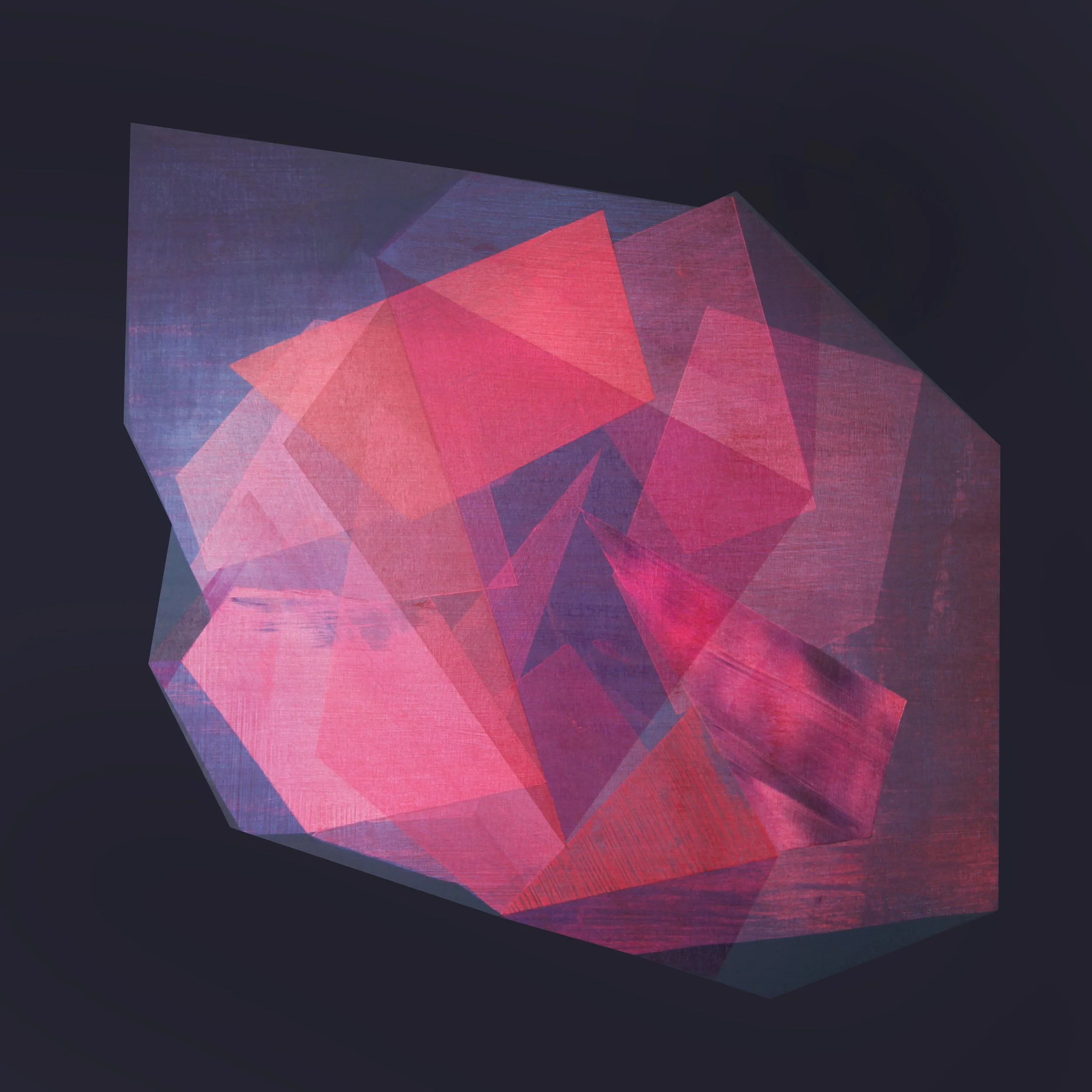 red, black, pink geometric crystal abstract painting