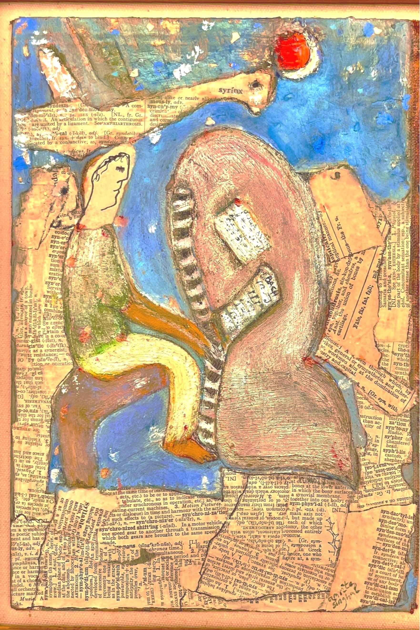 Evening Concert, 14"x11", mixed media on board