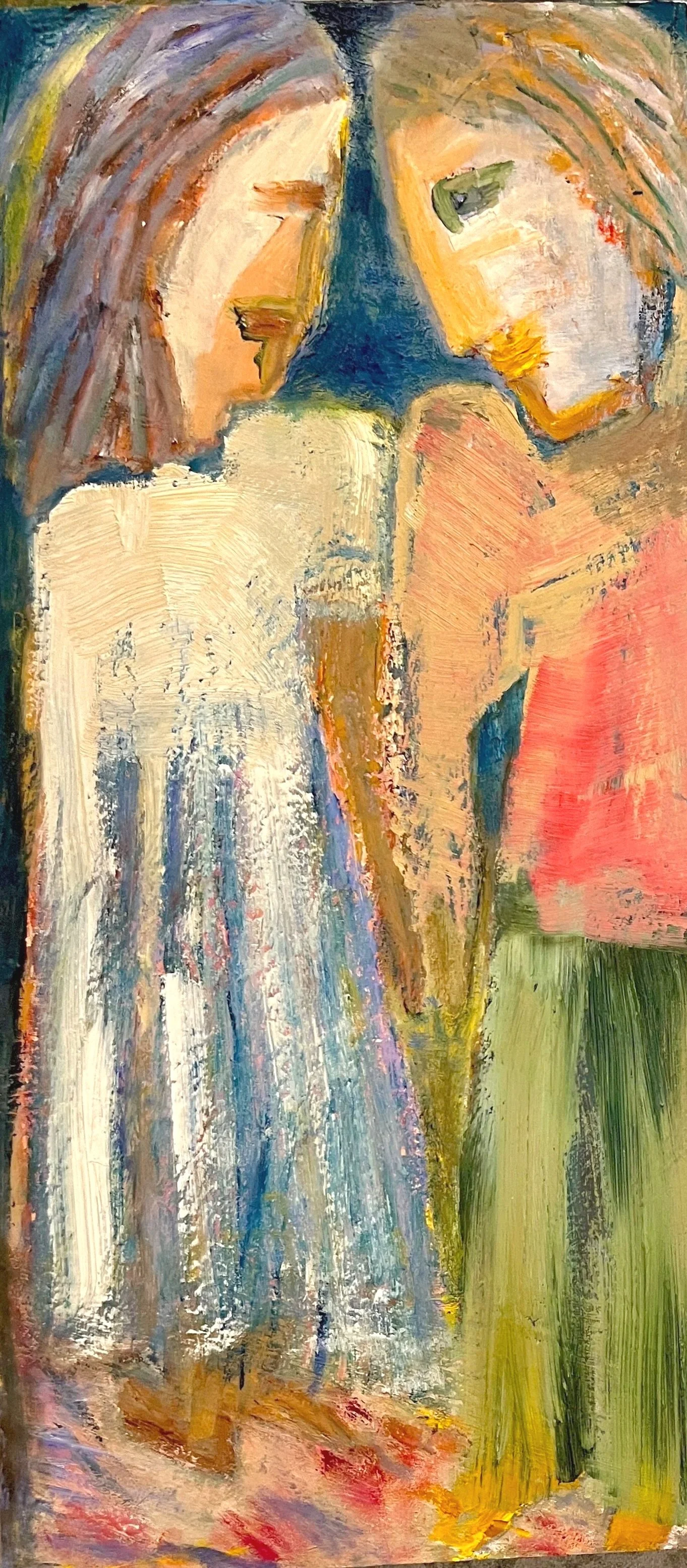 Companions, Oil on wood, 