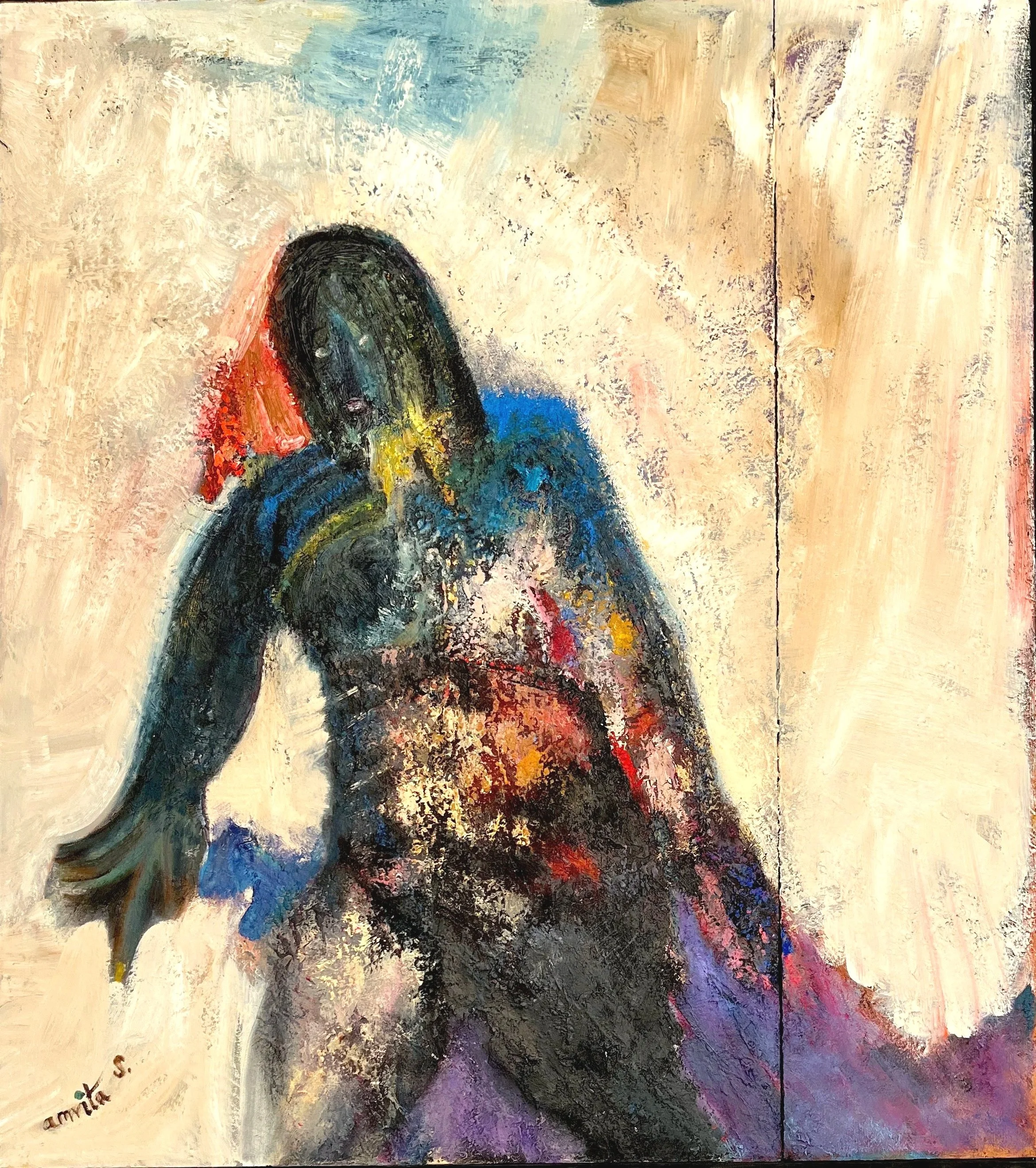 Self Portrait, oil and acrylic on canvas,36"x32",