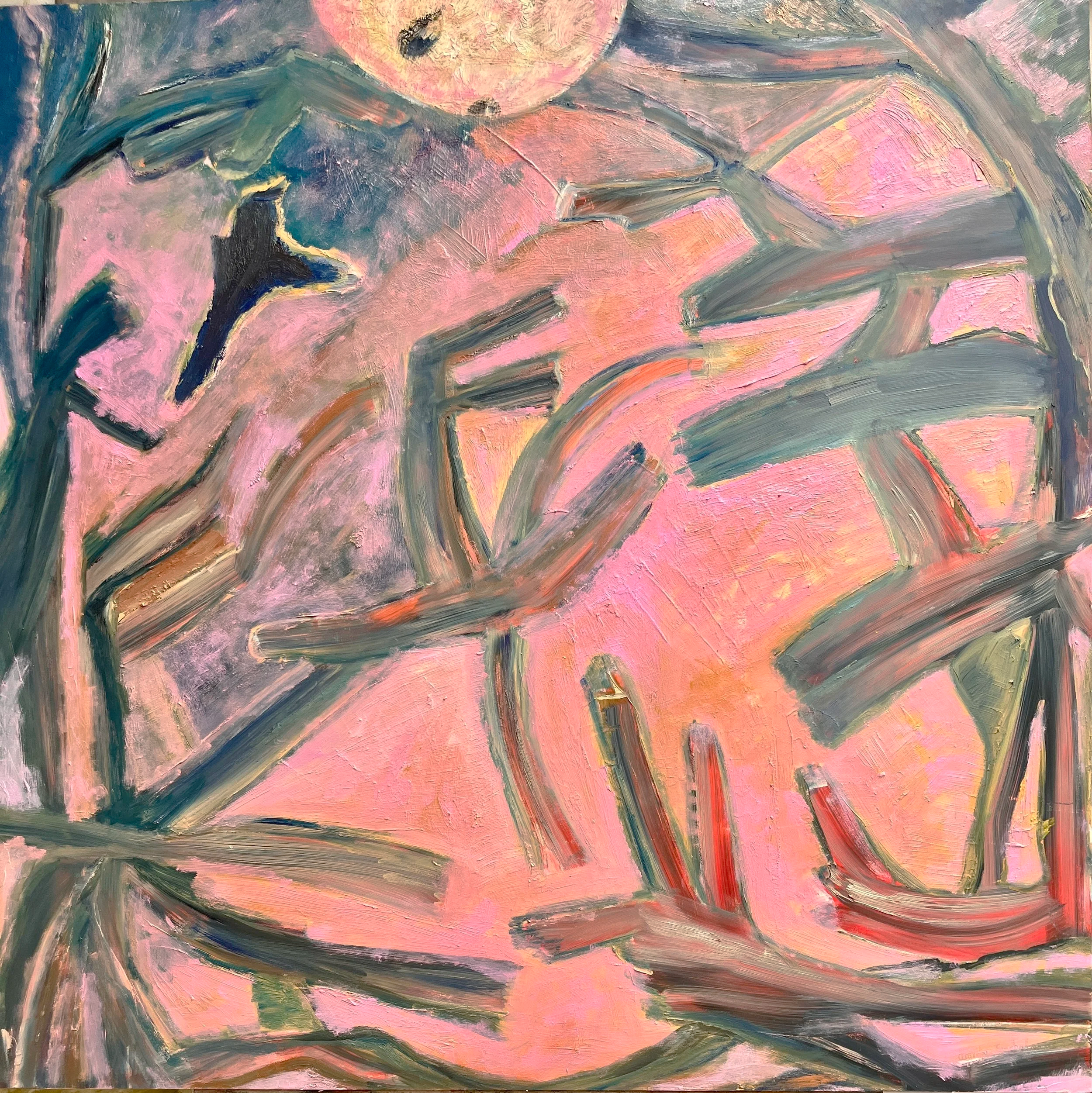 Hello, Moon, Oil on wood, 30x30"