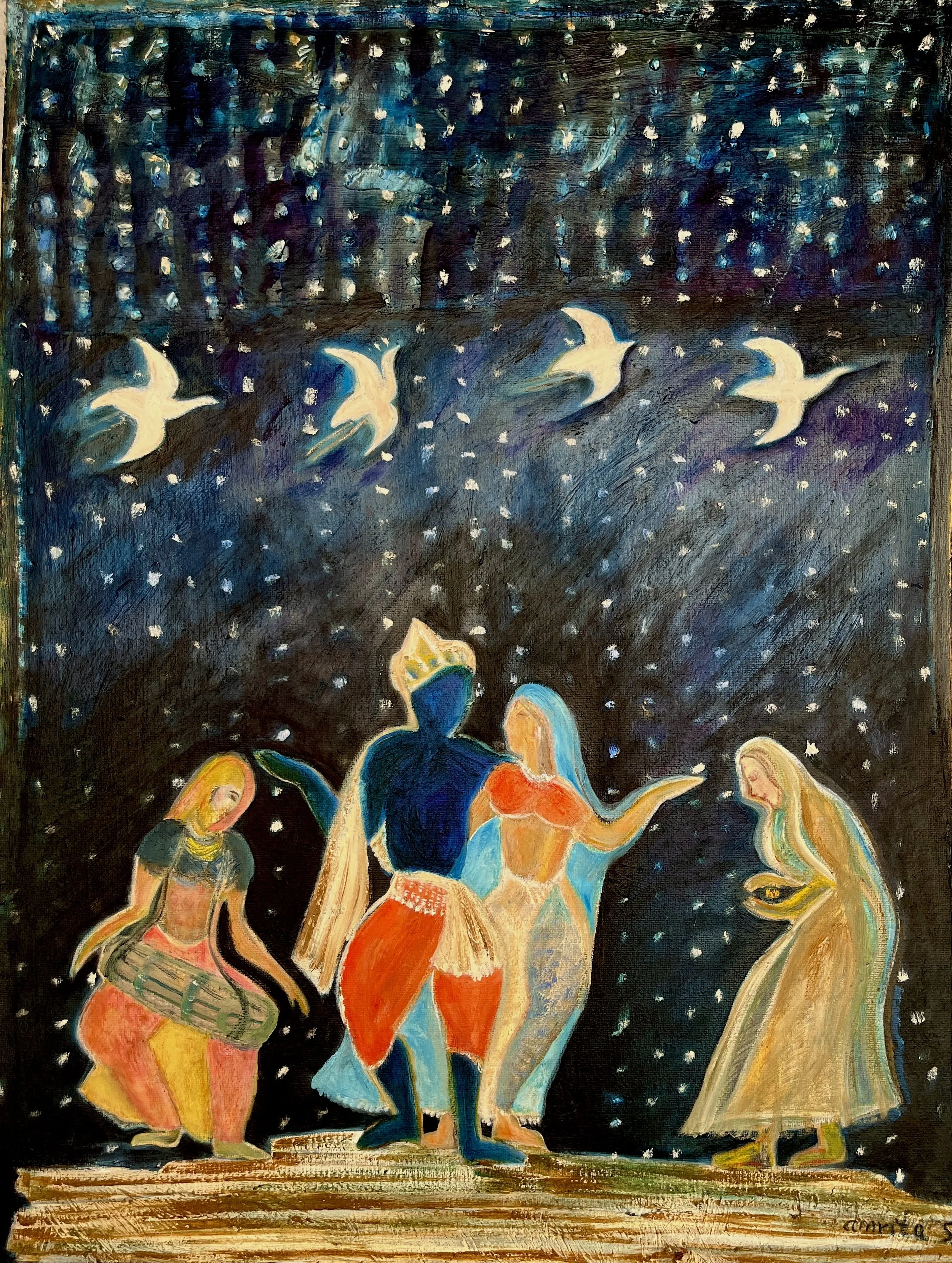 Radha Krishna, 24"x18", oil and pigments on linen
