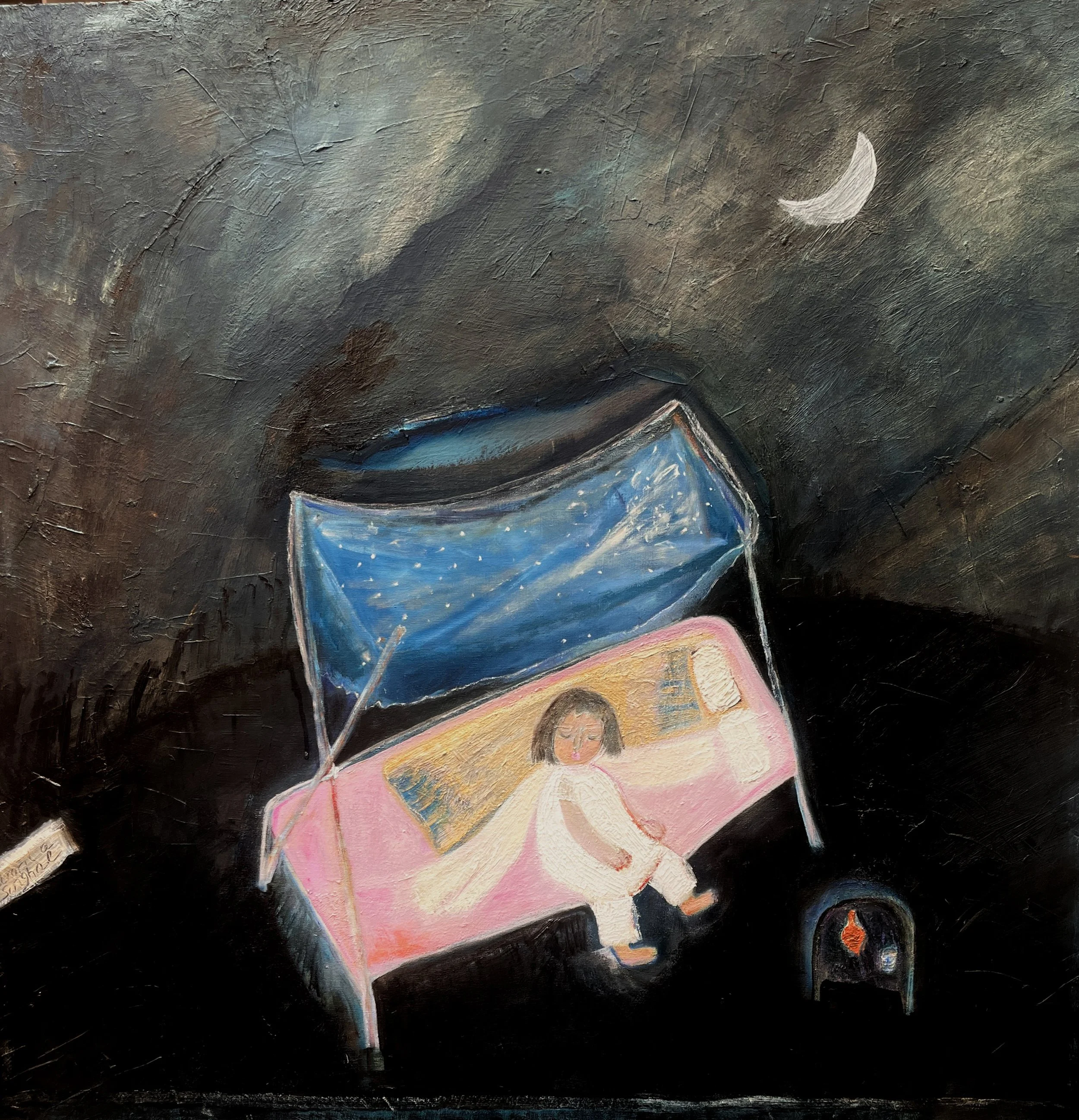 The Night Canopy, Oil on wood, 30x30"