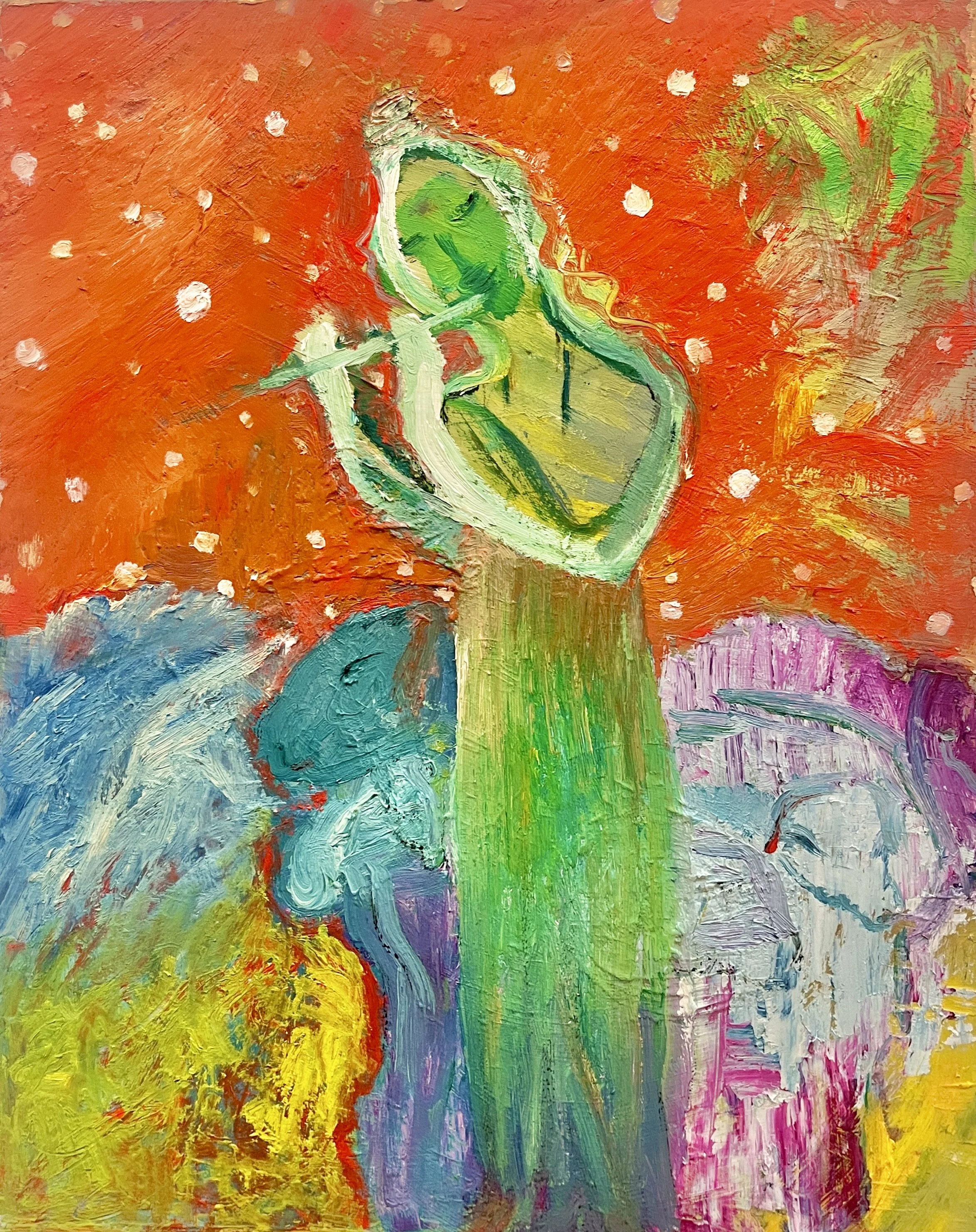 Krishna, 20"x16", Oil on wood