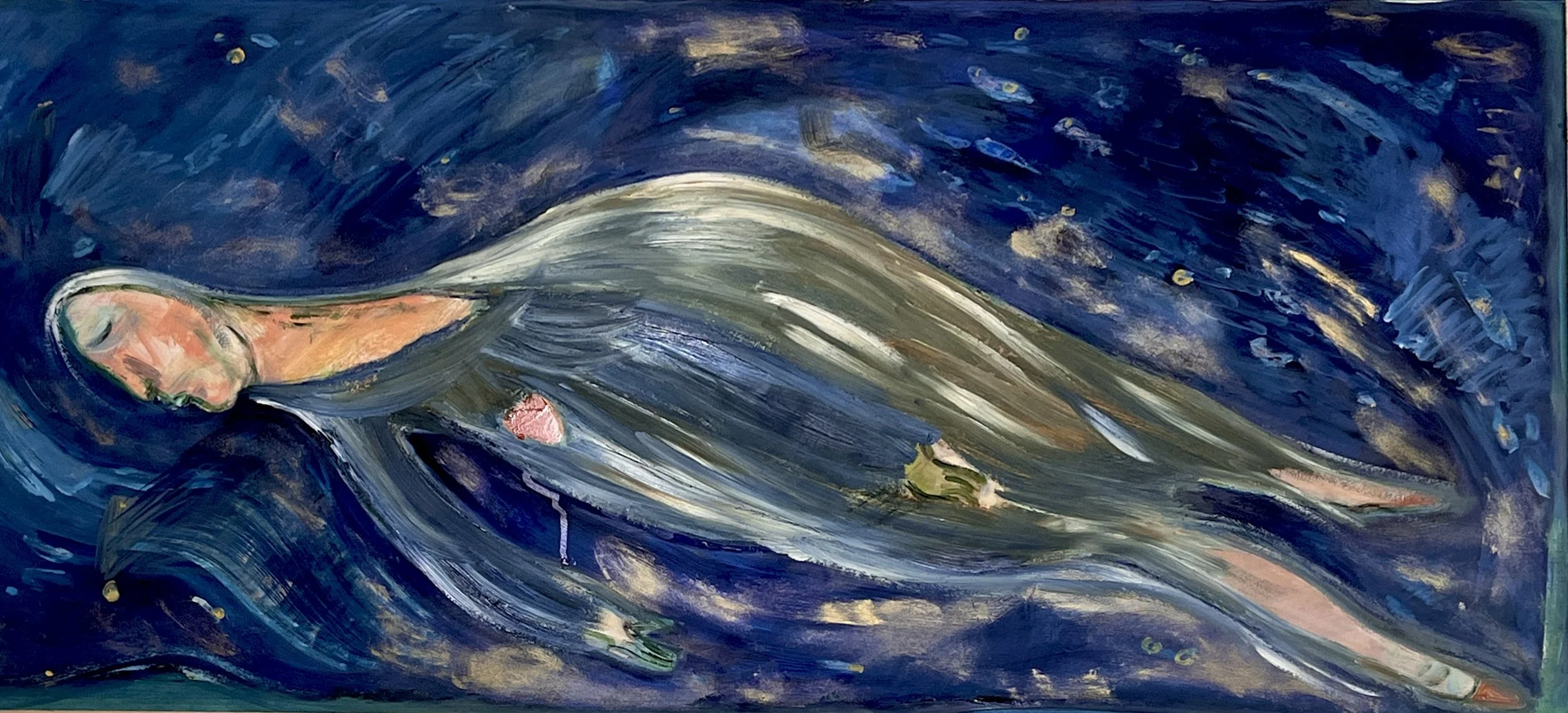 Drifting, 40"x20", Oil on wood