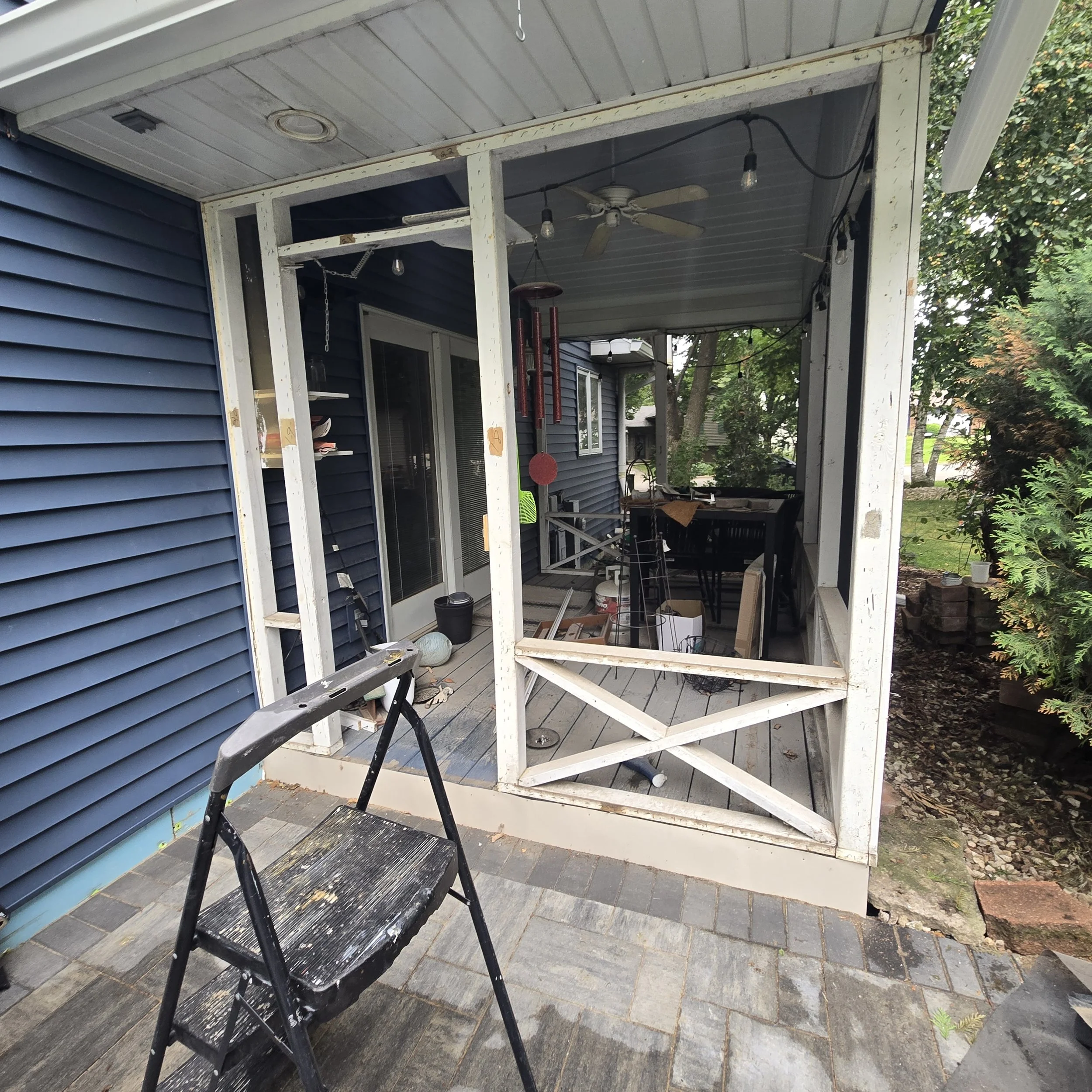 In process porch re-screening (old has been removed, now time to install the new!)