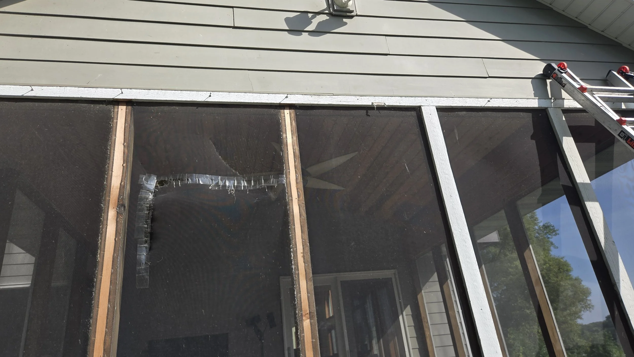 Sometimes replacing even a single panel requires removing several pieces of trim. We always are careful not to damage the trim during this step, so it can be re-installed.