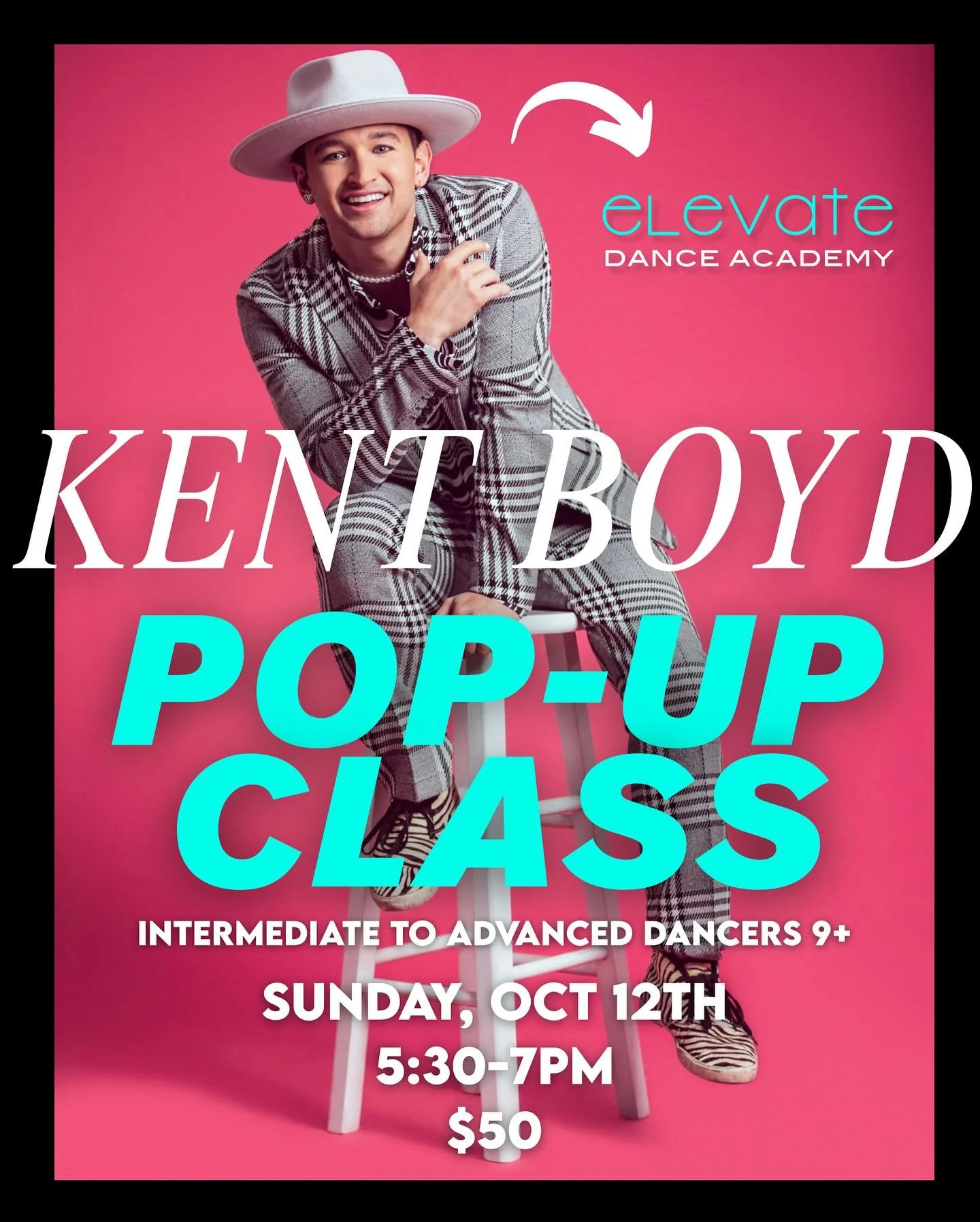 Calling all intermediate to advanced dancers ages 9+! Elevate is very excited to host @kent_boyd for a Pop-Up Class this Sunday, October 12th, 5:30-7pm! Kent is on faculty with @hollywoodvibe dance convention, where he teaches and judges. You can enr