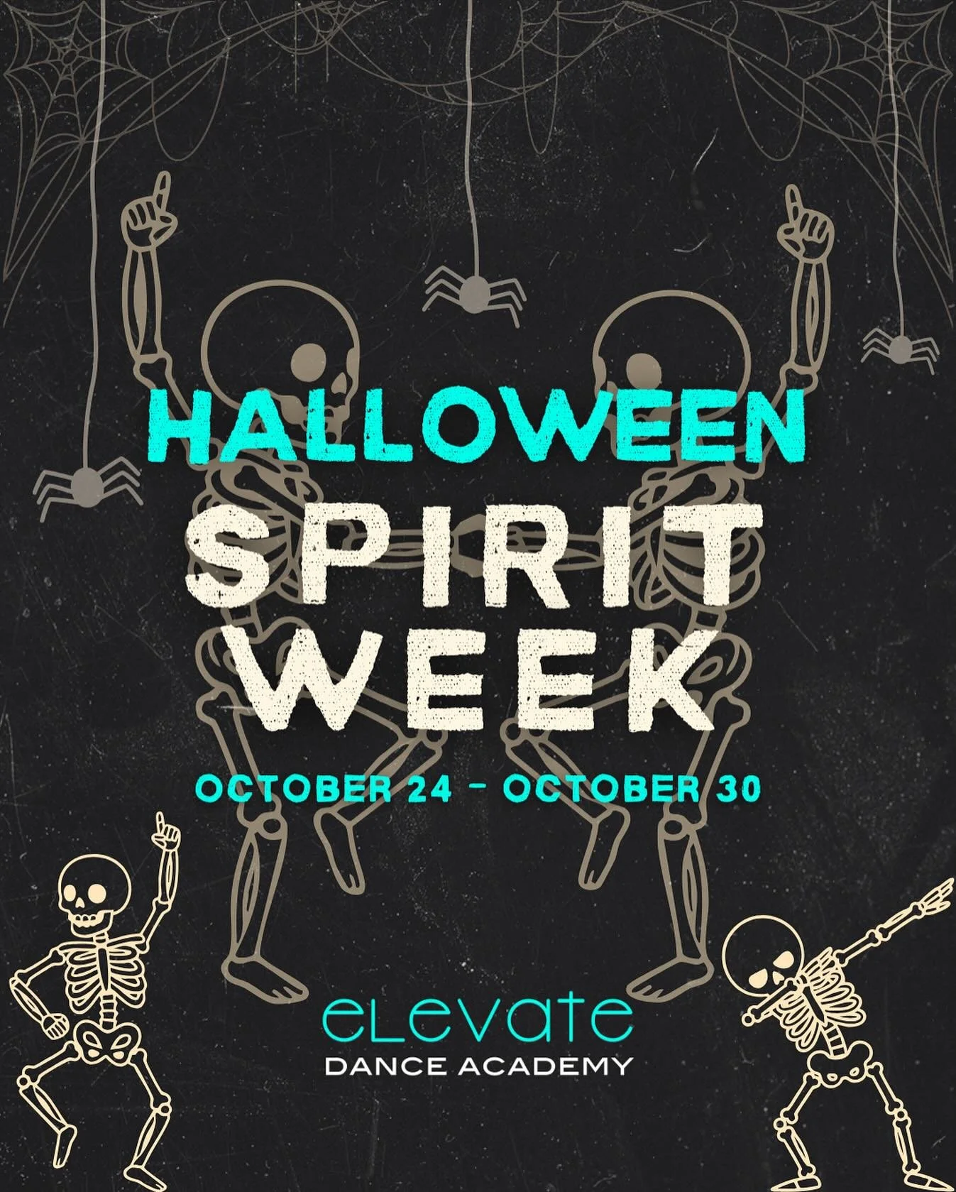 BOO! 🎃 Calling all dance ghosties and ghoulies — our Halloween Spirit Week starts tomorrow! We’ll be closed next Friday for the festivities, so beginning tomorrow and through next week, we want to see the spookiest, cutest, scariest cost