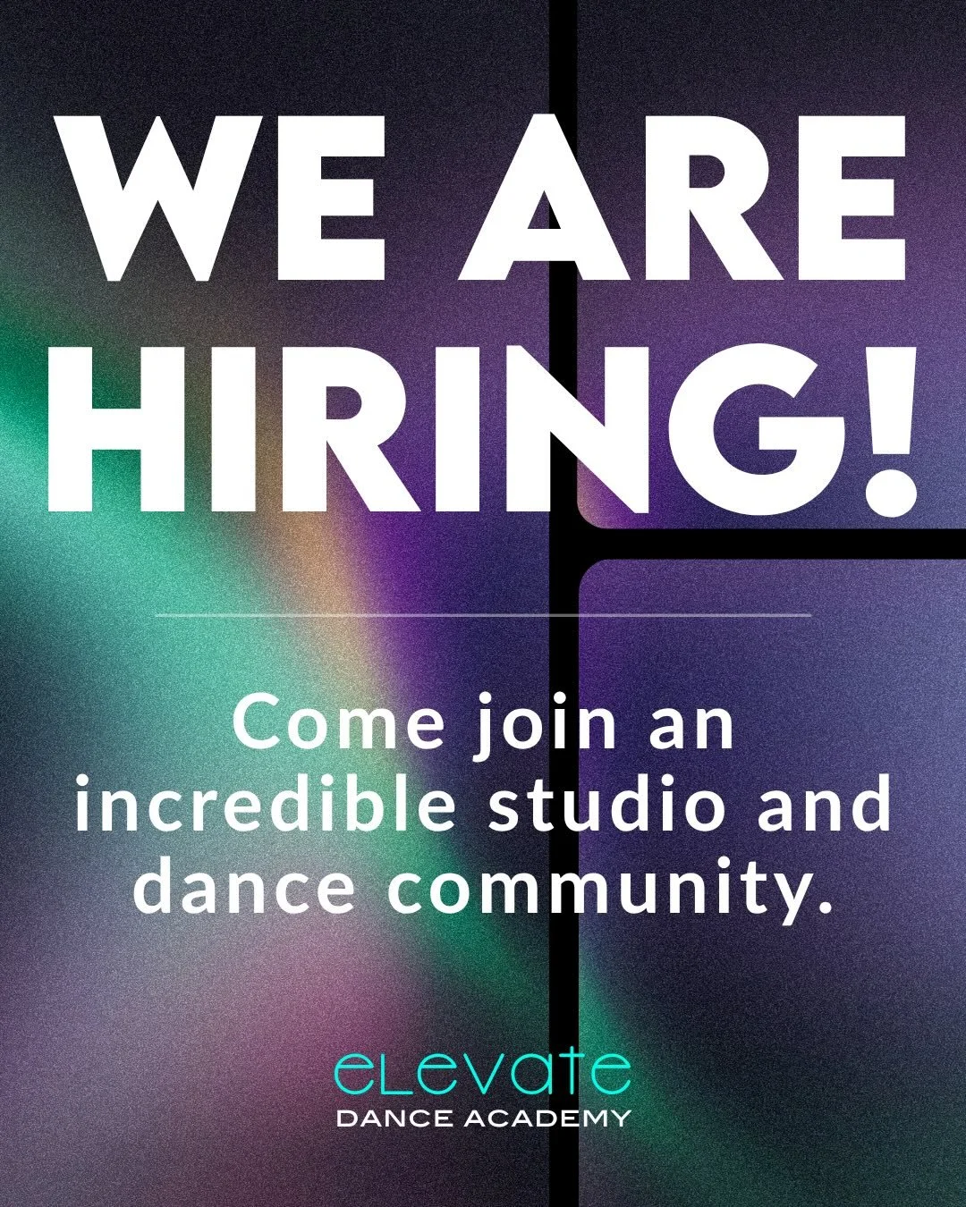 📣 Elevate is hiring! We are looking for some friendly new faces to join our staff this summer and next season. If you are interested or know someone who might be, shoot us an email at office@eda.dance with your resume and any teaching/choreography v