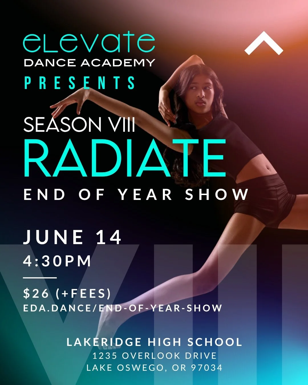 END OF YEAR SHOW TICKETS ON SALE TOMORROW (5/18) AT 10AM! This is going to be a special one. We can&rsquo;t wait to watch our dance family ✨RADIATE✨ 

Seats are assigned and must be selected, so make sure to pick your seat when ticket sales open! 

H