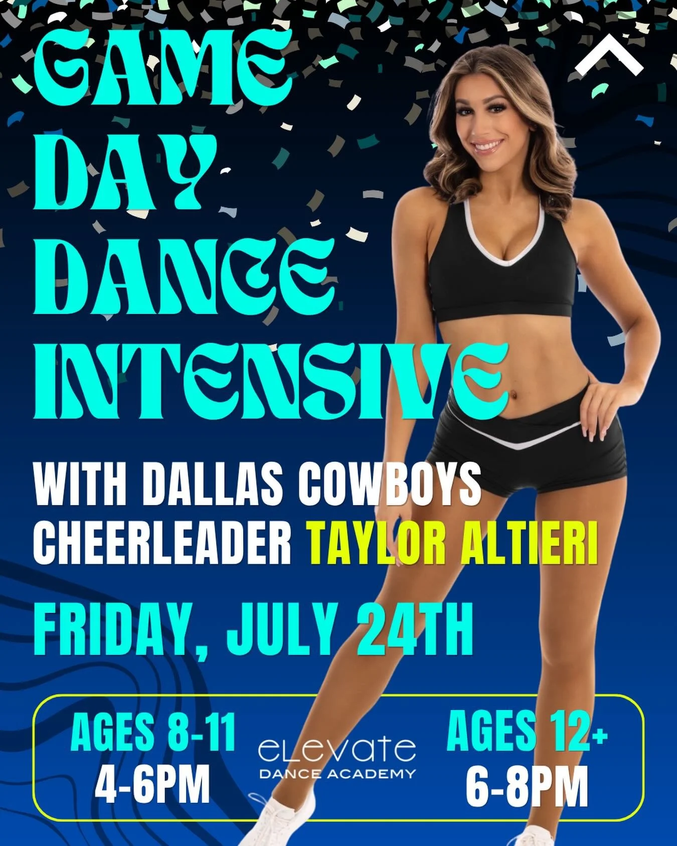 Ever wondered what it really takes to be an NFL cheerleader?

Come find out at Elevate! This summer, Dallas Cowboys Cheerleader Taylor Altieri @tayaltieri is bringing the Game Day experience directly to the studio, and we&rsquo;d love to have you joi