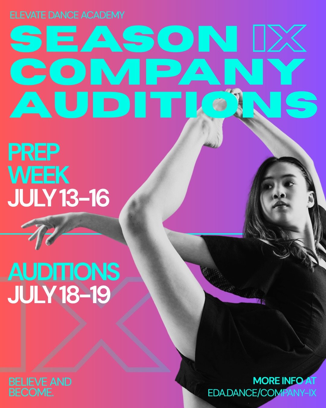 📢 Season IX Company Auditions are just around the corner! We welcome dancers ages 6-18 to audition for our performing Company for next season at Elevate. Come join the magic and be part of a very special dance family! ✨

📍New Parent Virtual Interes