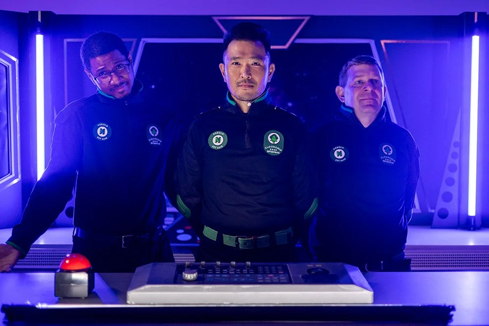 A group of men in space ranger uniforms