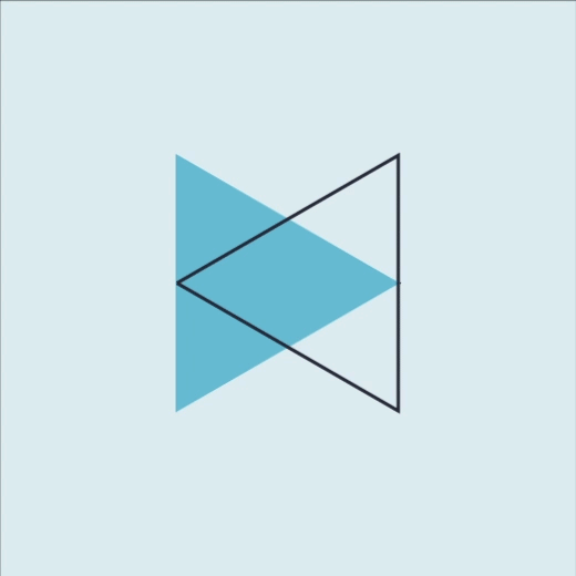 A blue triangle with black lines