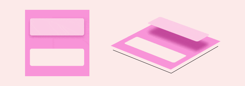 A pink rectangular object with white rectangles