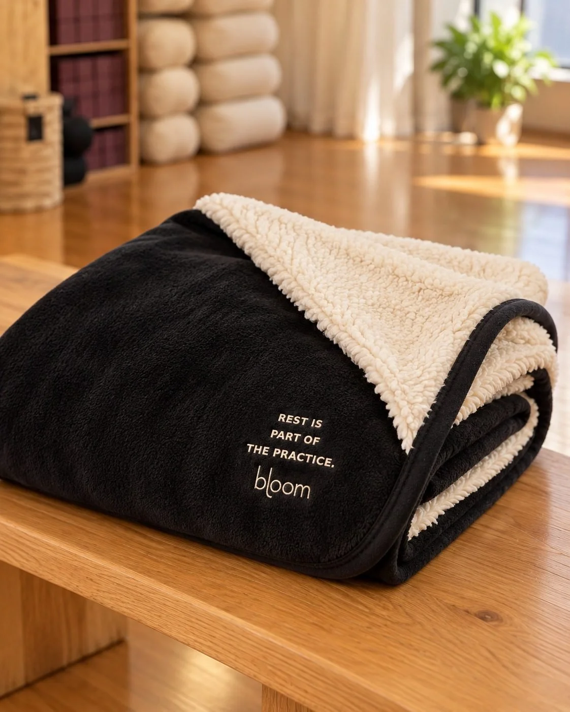 Bloom Restore Sherpa Blanket, lifestyle photograph