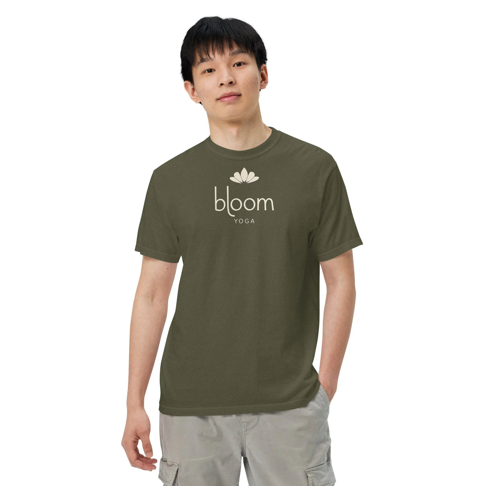 Bloom Heavyweight Tee in sage, front view
